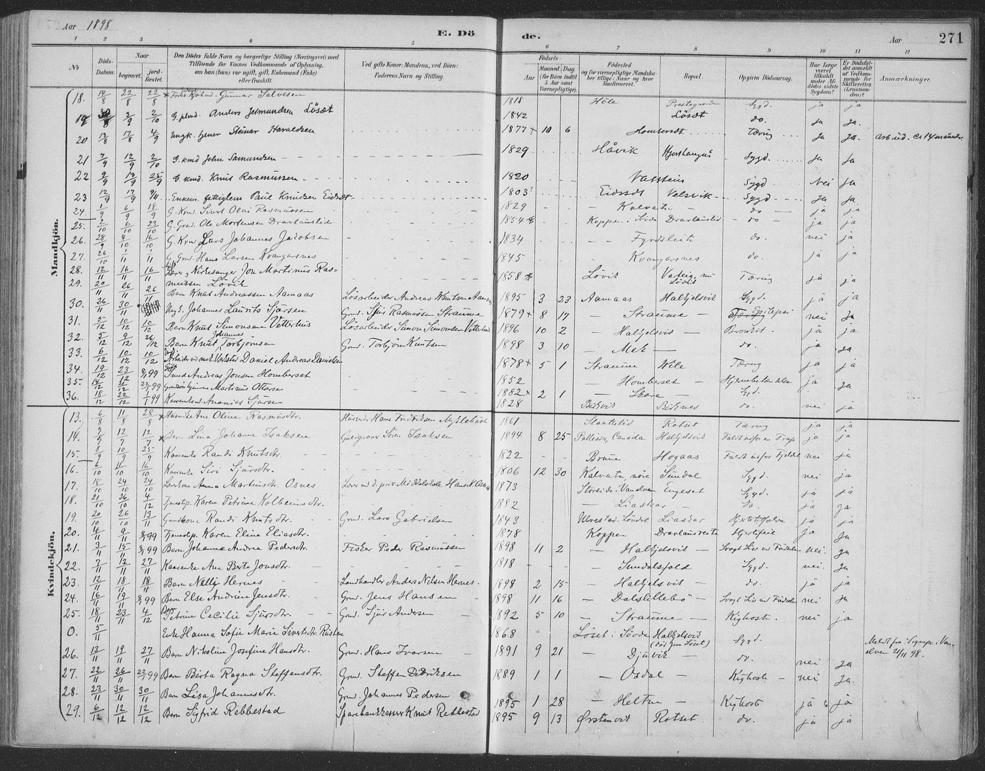 Ministerialprotokoller, klokkerbøker og fødselsregistre - Møre og Romsdal, AV/SAT-A-1454/511/L0142: Parish register (official) no. 511A09, 1891-1905, p. 271