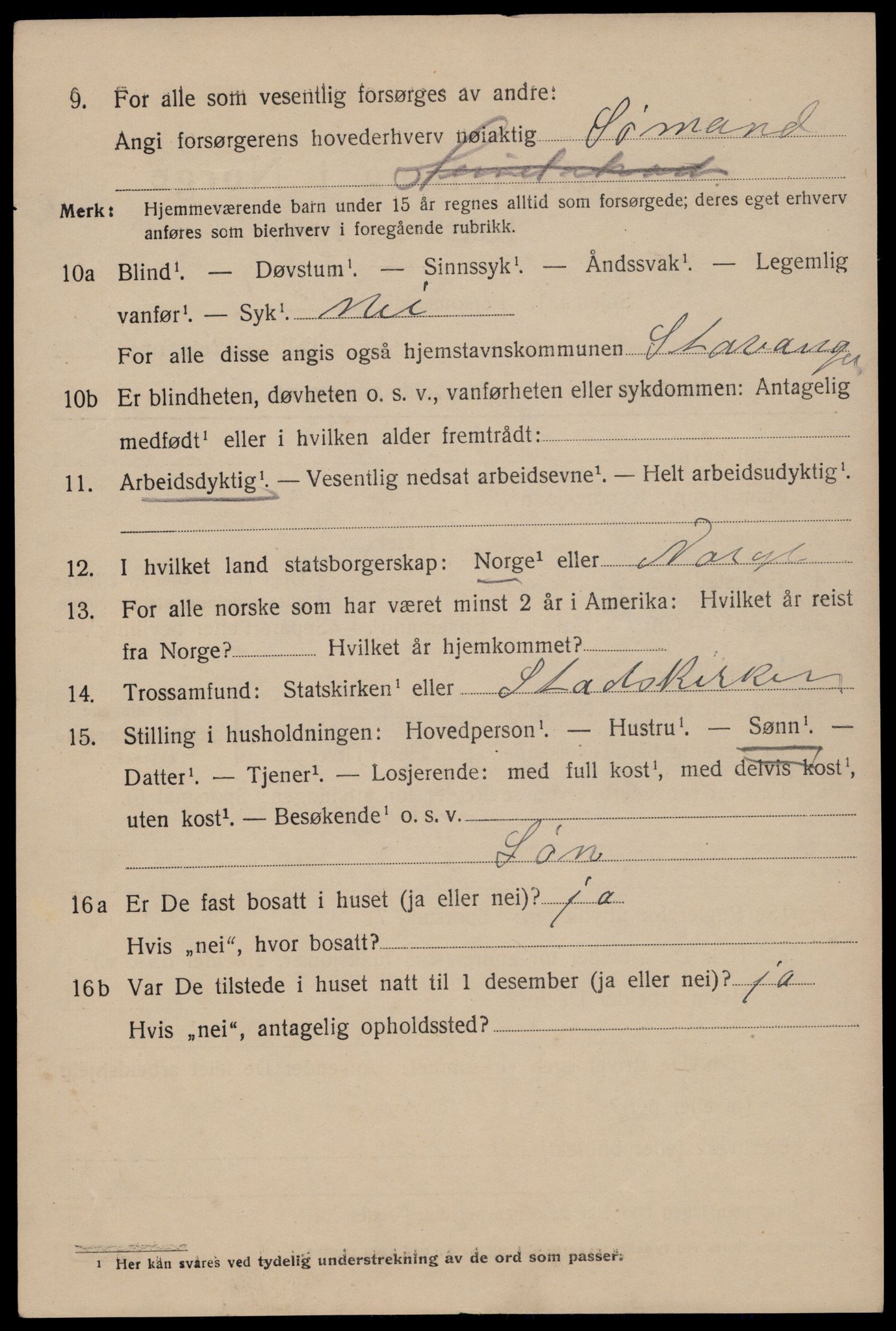 SAST, 1920 census for Stavanger, 1920, p. 37069