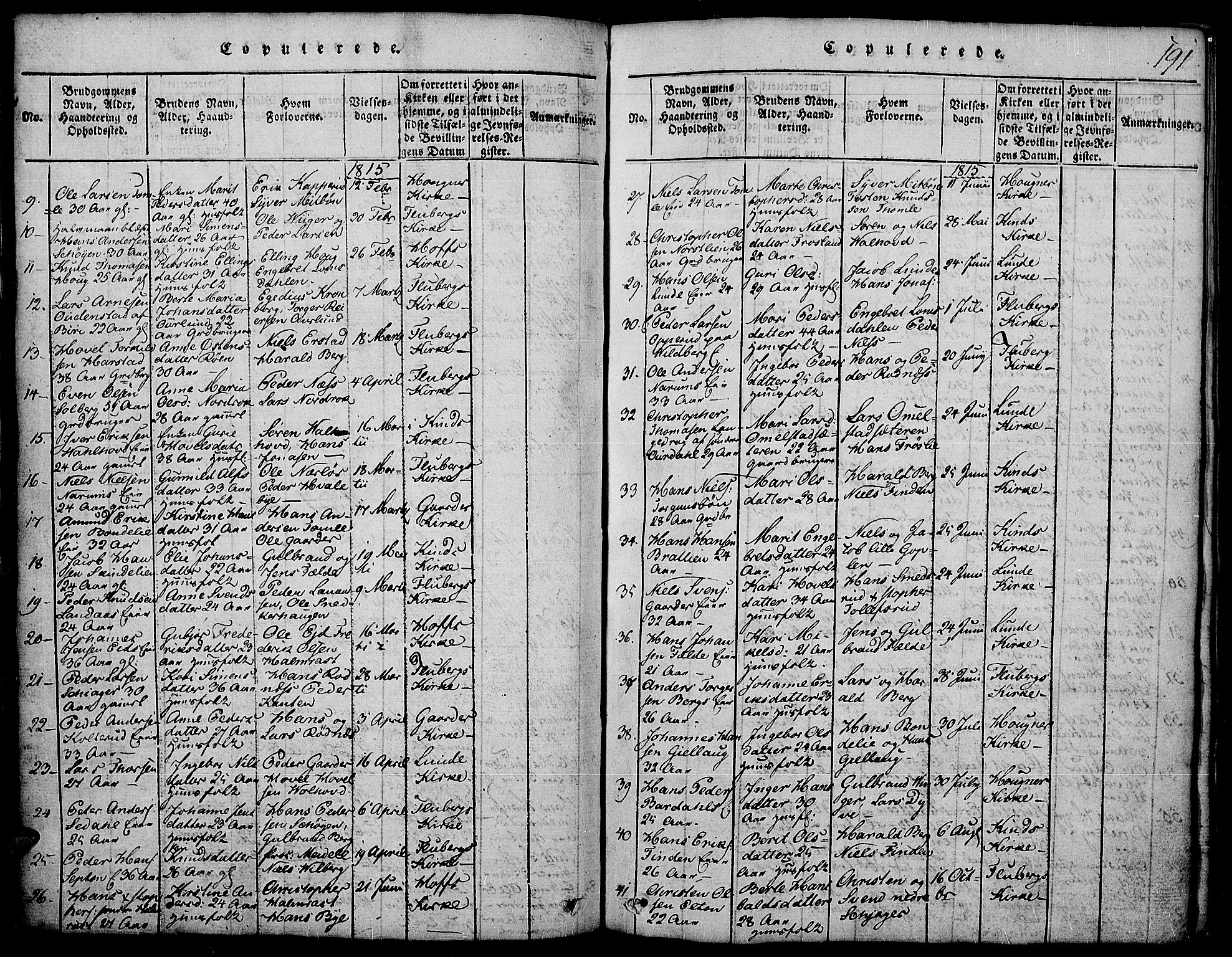 Land prestekontor, SAH/PREST-120/H/Ha/Hab/L0001: Parish register (copy) no. 1, 1814-1833, p. 191