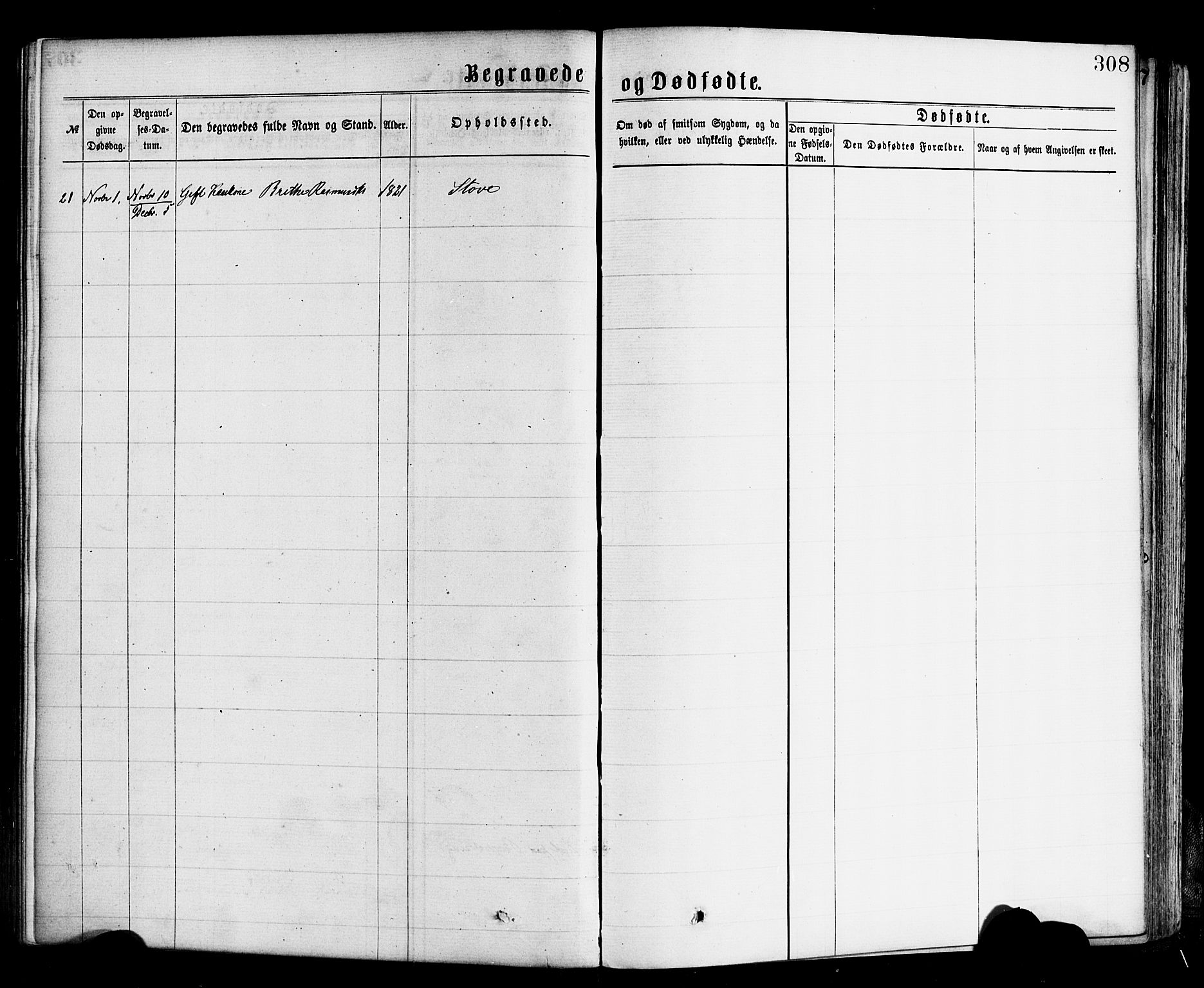 Gloppen sokneprestembete, AV/SAB-A-80101/H/Haa/Haac/L0001: Parish register (official) no. C 1, 1871-1886, p. 308