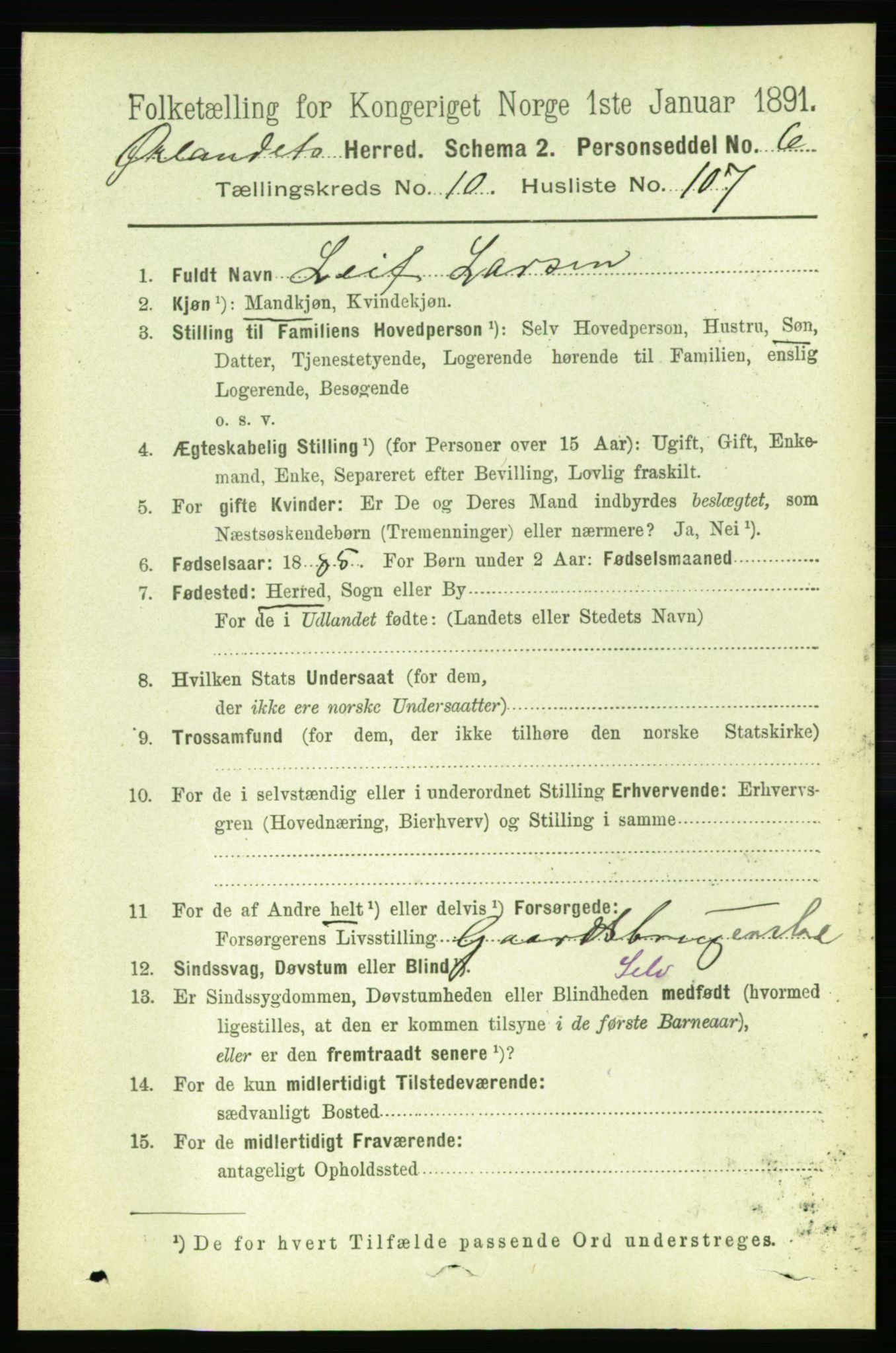 RA, 1891 census for 1621 Ørland, 1891, p. 4846