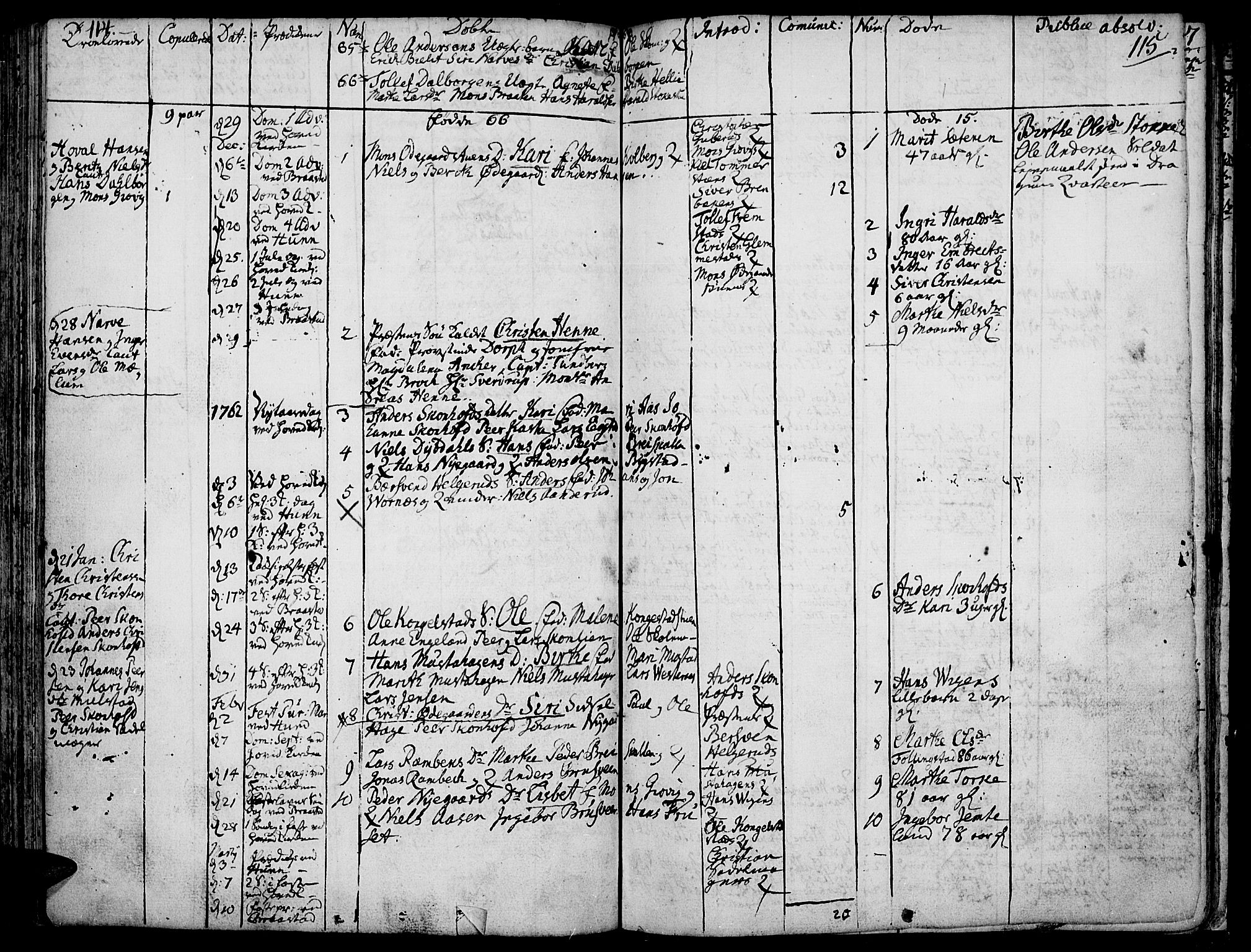 Vardal prestekontor, SAH/PREST-100/H/Ha/Haa/L0002: Parish register (official) no. 2, 1748-1776, p. 114-115