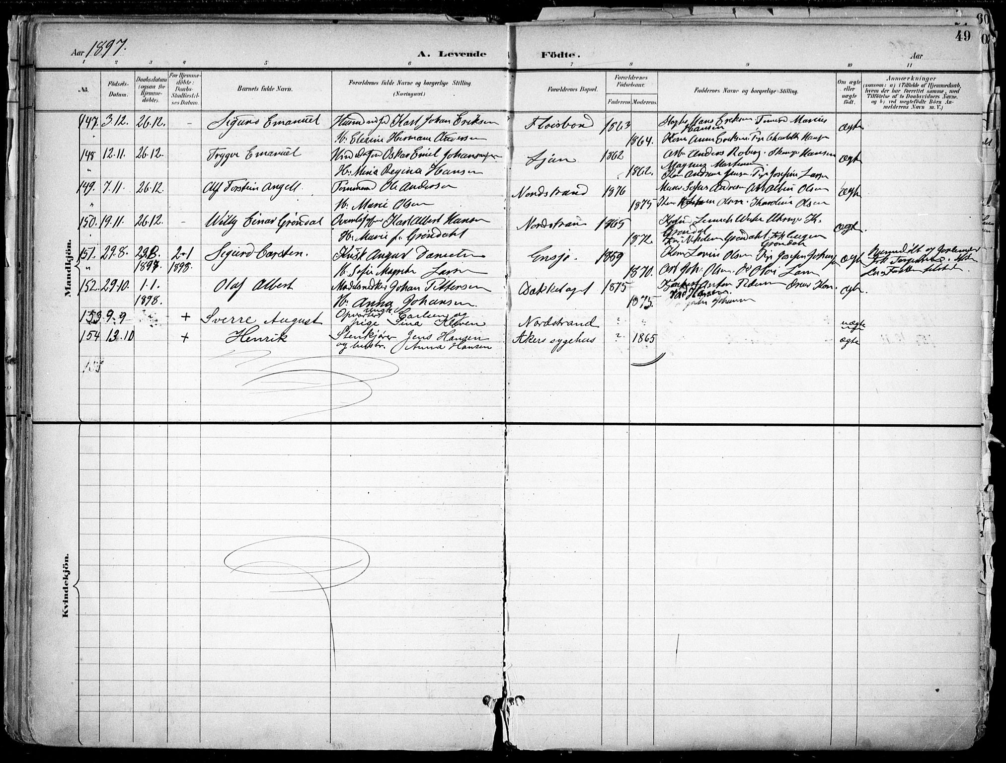 Østre Aker prestekontor Kirkebøker, SAO/A-10840/F/Fa/L0010: Parish register (official) no. I 10, 1895-1912, p. 49