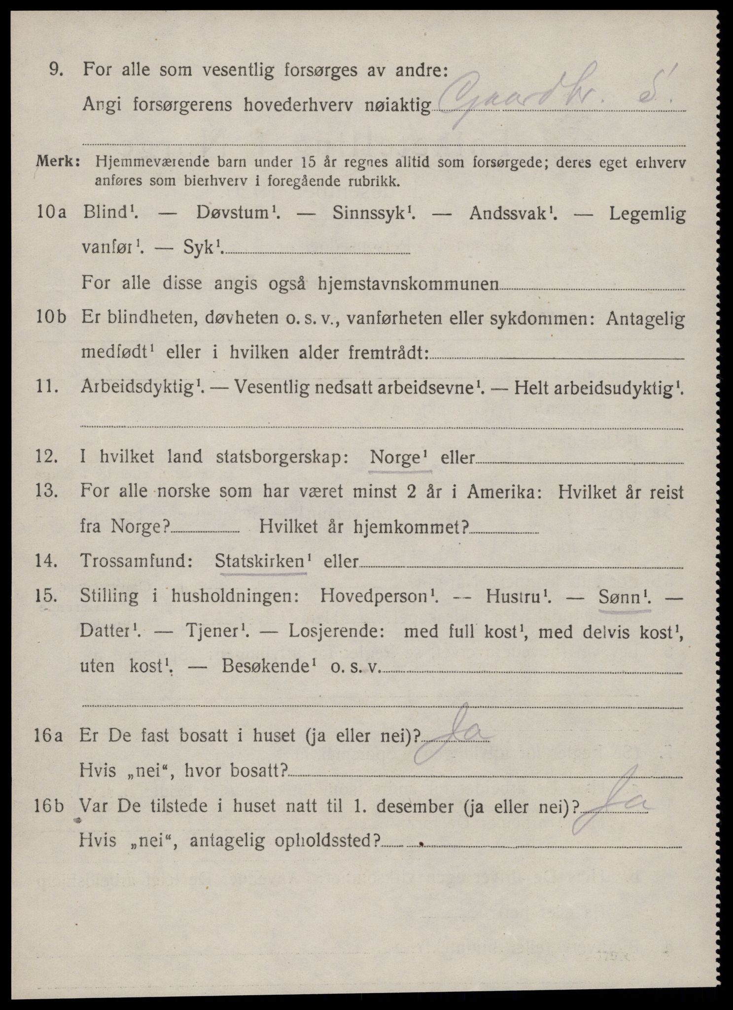 SAT, 1920 census for Stranda, 1920, p. 1242