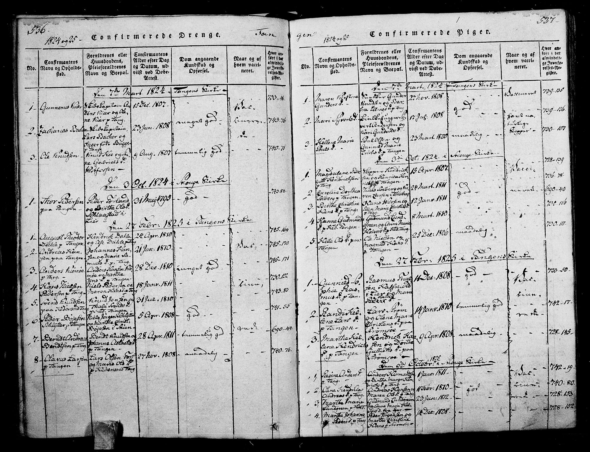 Skoger kirkebøker, SAKO/A-59/F/Fa/L0002: Parish register (official) no. I 2 /2, 1814-1842, p. 536-537