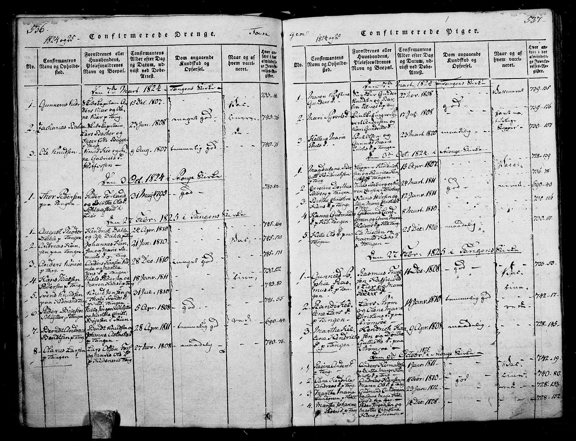 Skoger kirkebøker, AV/SAKO-A-59/F/Fa/L0002: Parish register (official) no. I 2 /2, 1814-1842, p. 536-537