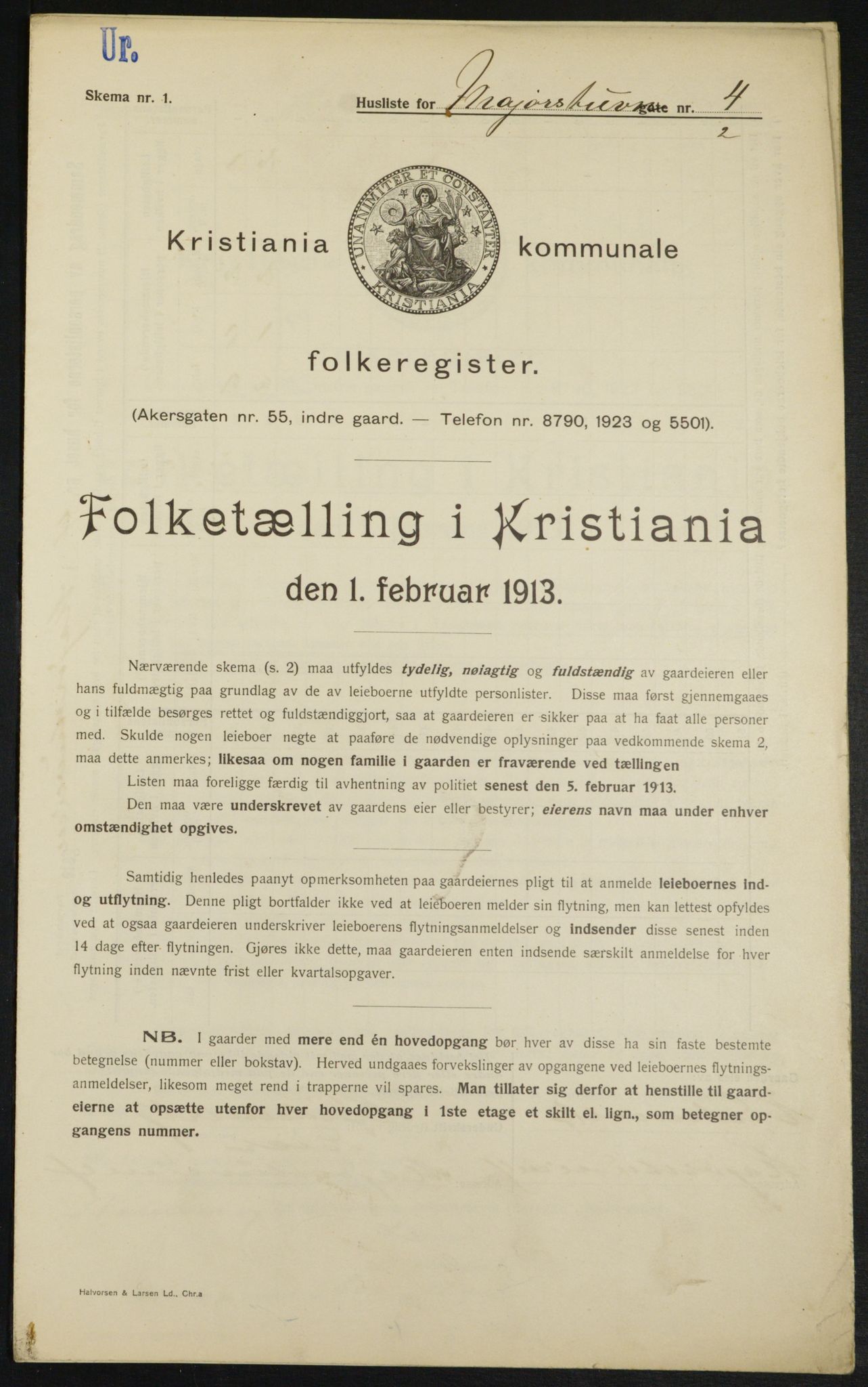 OBA, Municipal Census 1913 for Kristiania, 1913, p. 59400