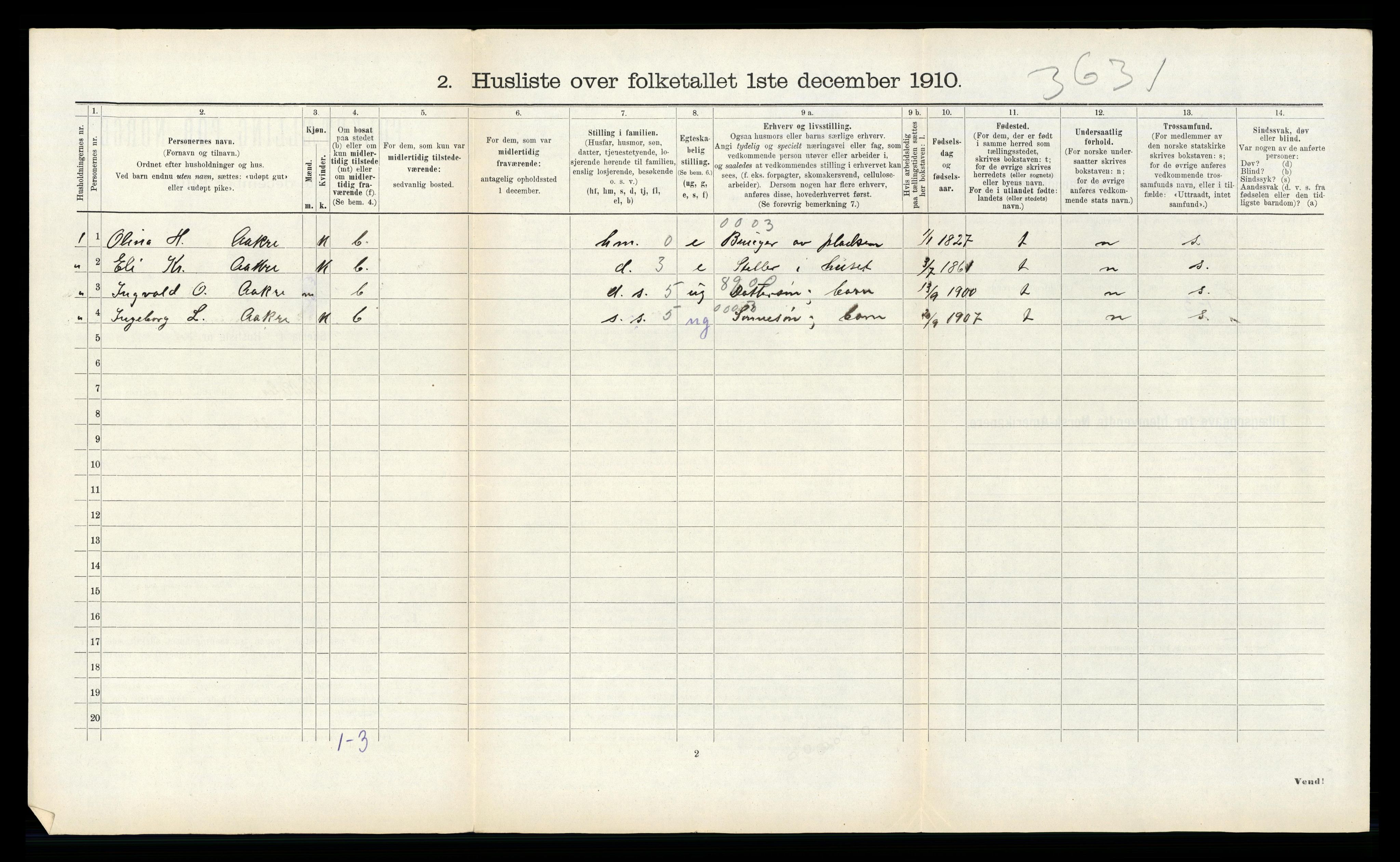 RA, 1910 census for Kyrkjebø, 1910, p. 220