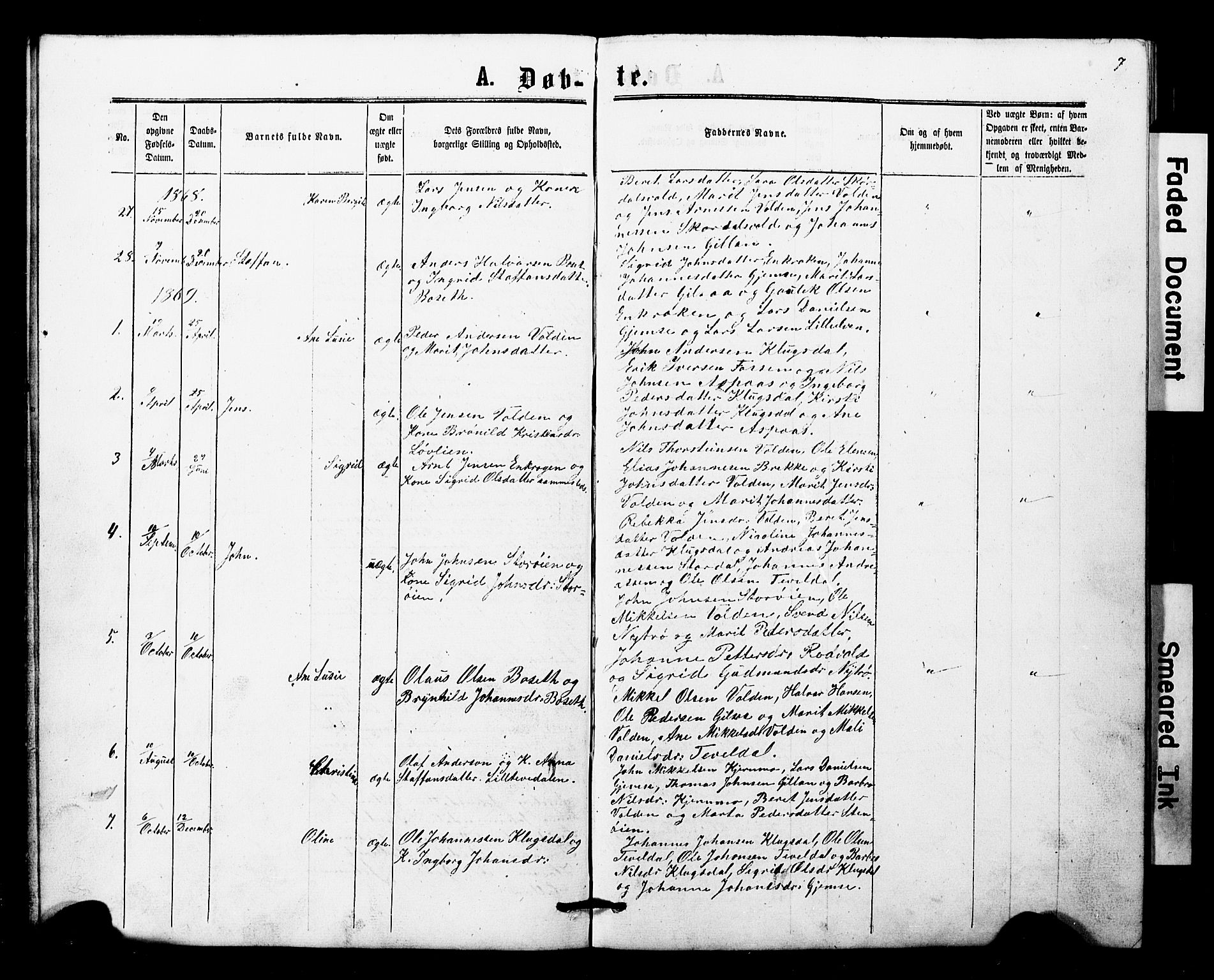Ministerialprotokoller, klokkerbøker og fødselsregistre - Nord-Trøndelag, SAT/A-1458/707/L0052: Parish register (copy) no. 707C01, 1864-1897, p. 7