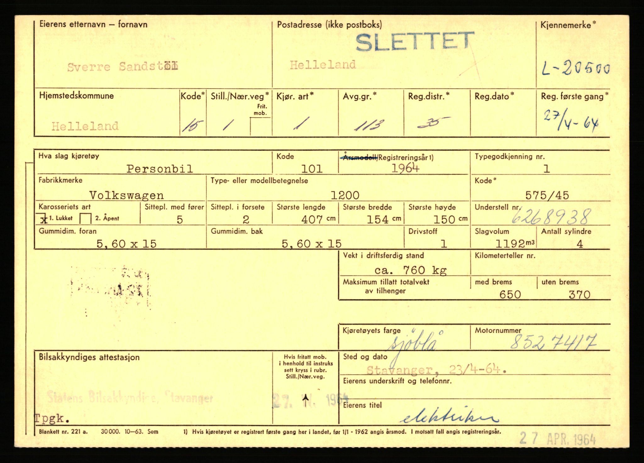 Stavanger trafikkstasjon, AV/SAST-A-101942/0/F/L0037: L-20500 - L-21499, 1930-1971, p. 5