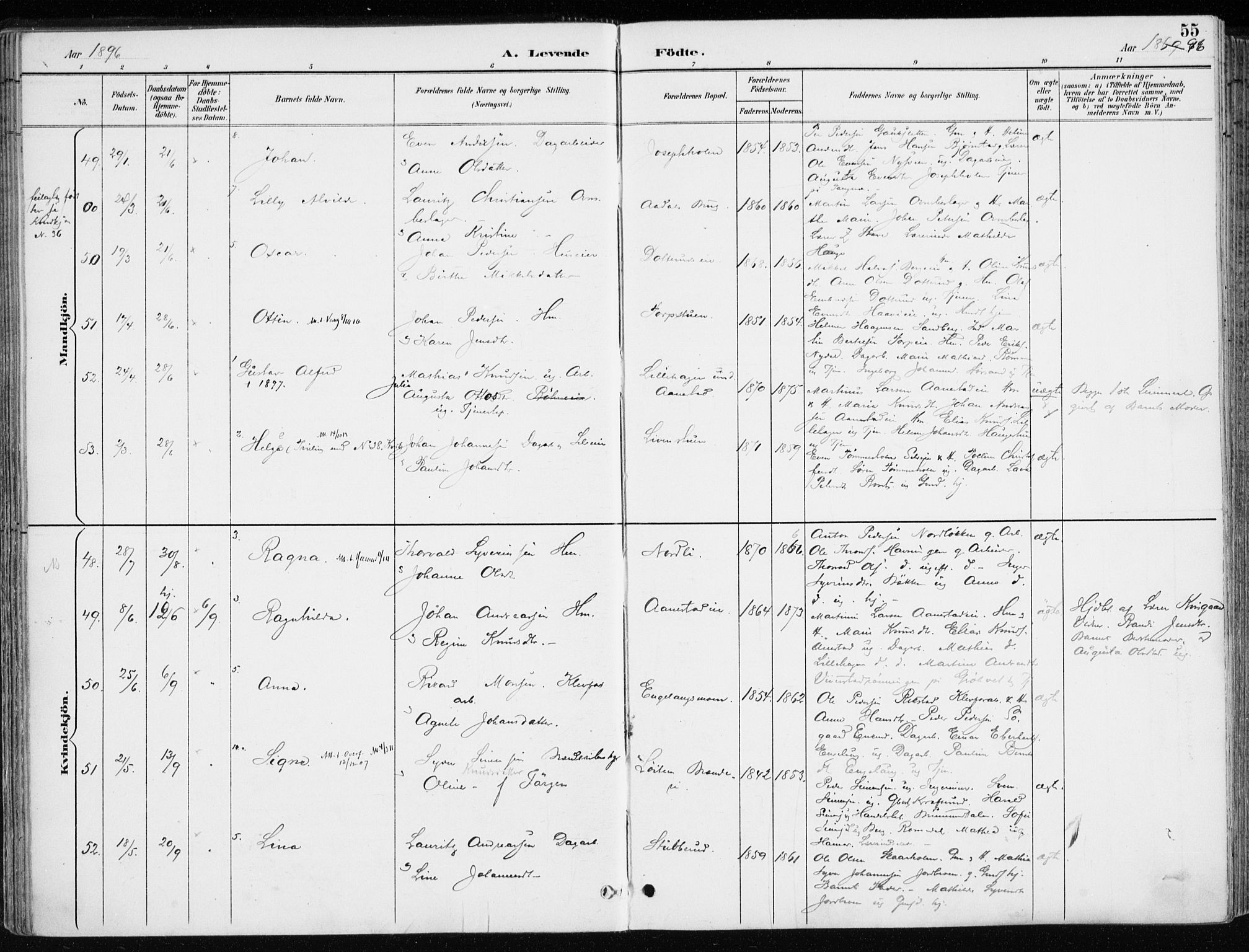 Løten prestekontor, AV/SAH-PREST-022/K/Ka/L0010: Parish register (official) no. 10, 1892-1907, p. 55