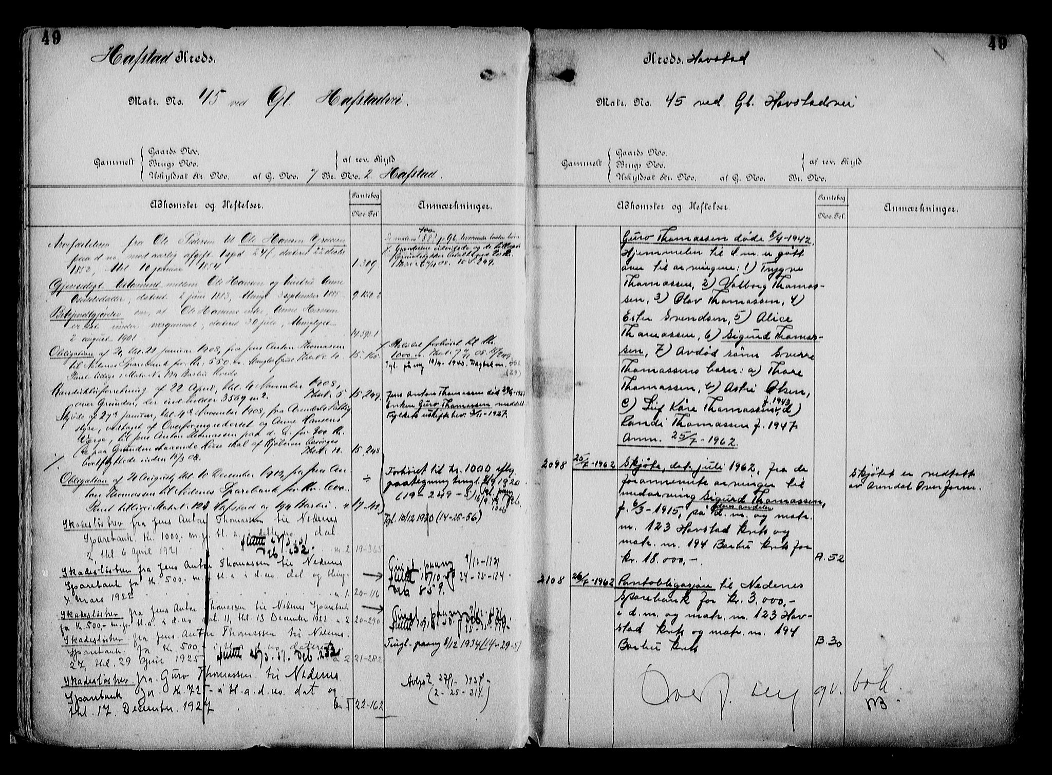 Arendal byfogd, AV/SAK-1222-0001/G/Ga/L0015: Mortgage register no. 13, 1860-1960, p. 49