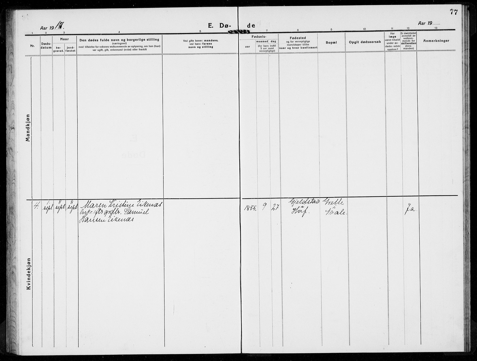Hof kirkebøker, SAKO/A-64/G/Gb/L0004: Parish register (copy) no. II 4, 1917-1934, p. 77