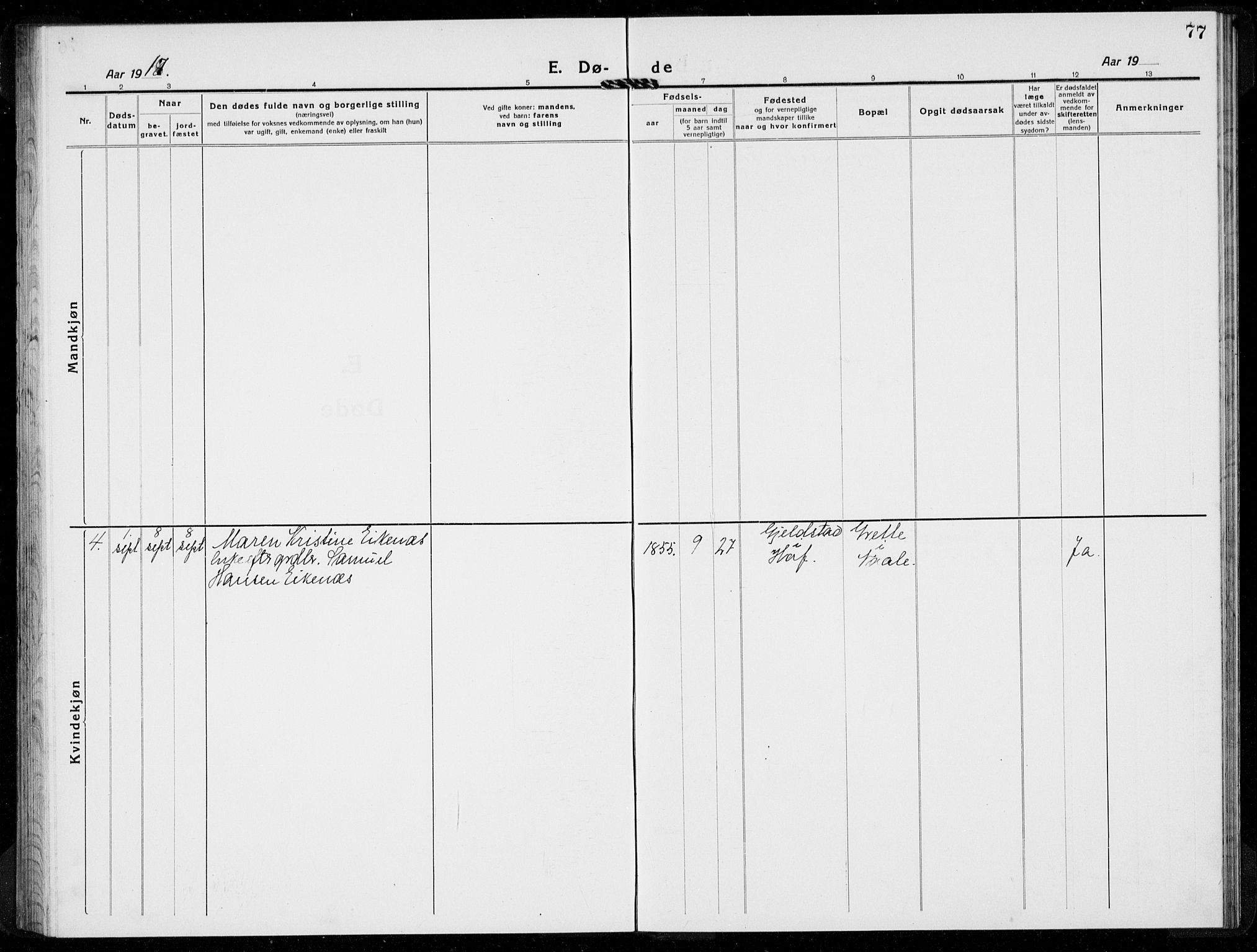 Hof kirkebøker, AV/SAKO-A-64/G/Gb/L0004: Parish register (copy) no. II 4, 1917-1934, p. 77