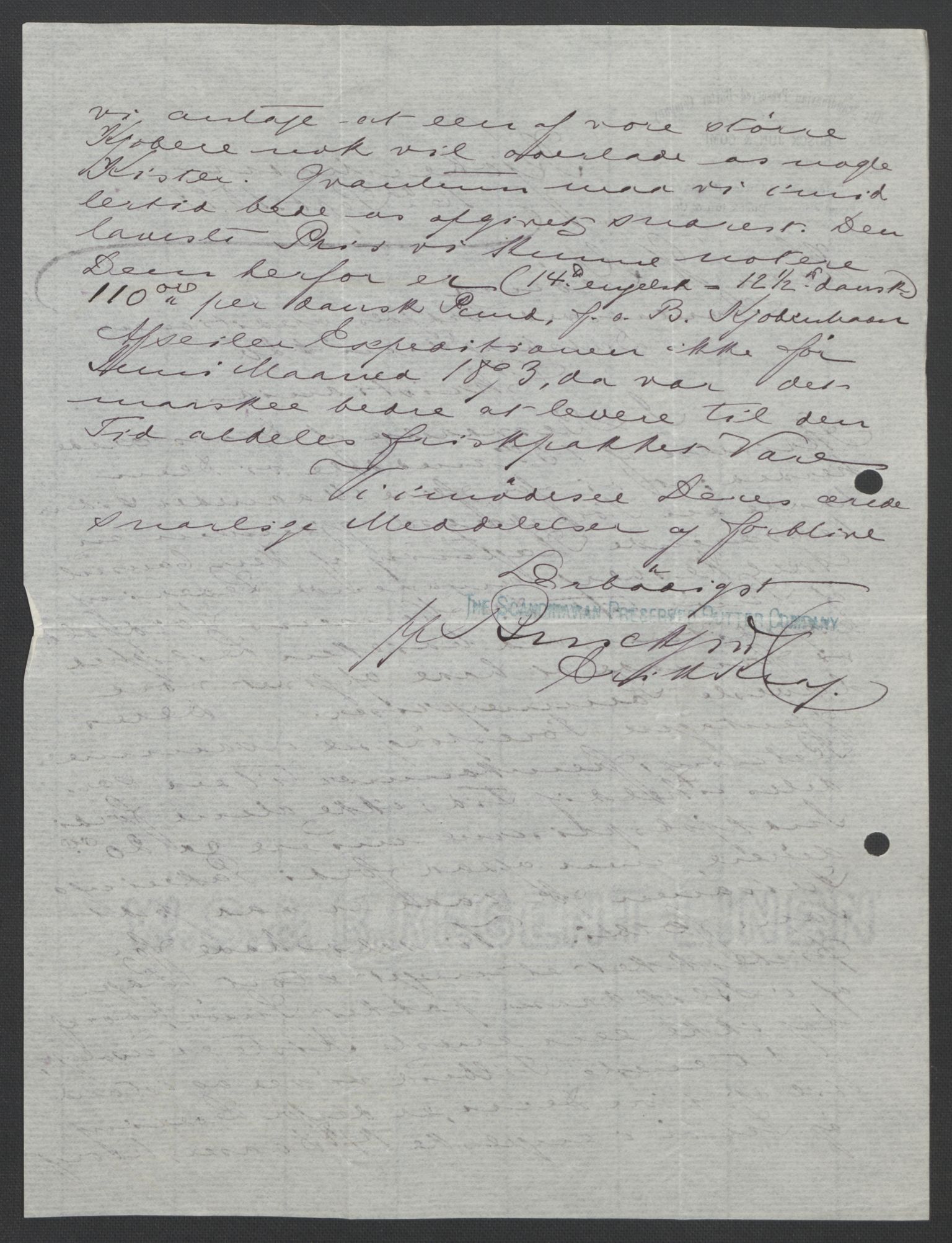 Arbeidskomitéen for Fridtjof Nansens polarekspedisjon, AV/RA-PA-0061/D/L0004: Innk. brev og telegrammer vedr. proviant og utrustning, 1892-1893, p. 126