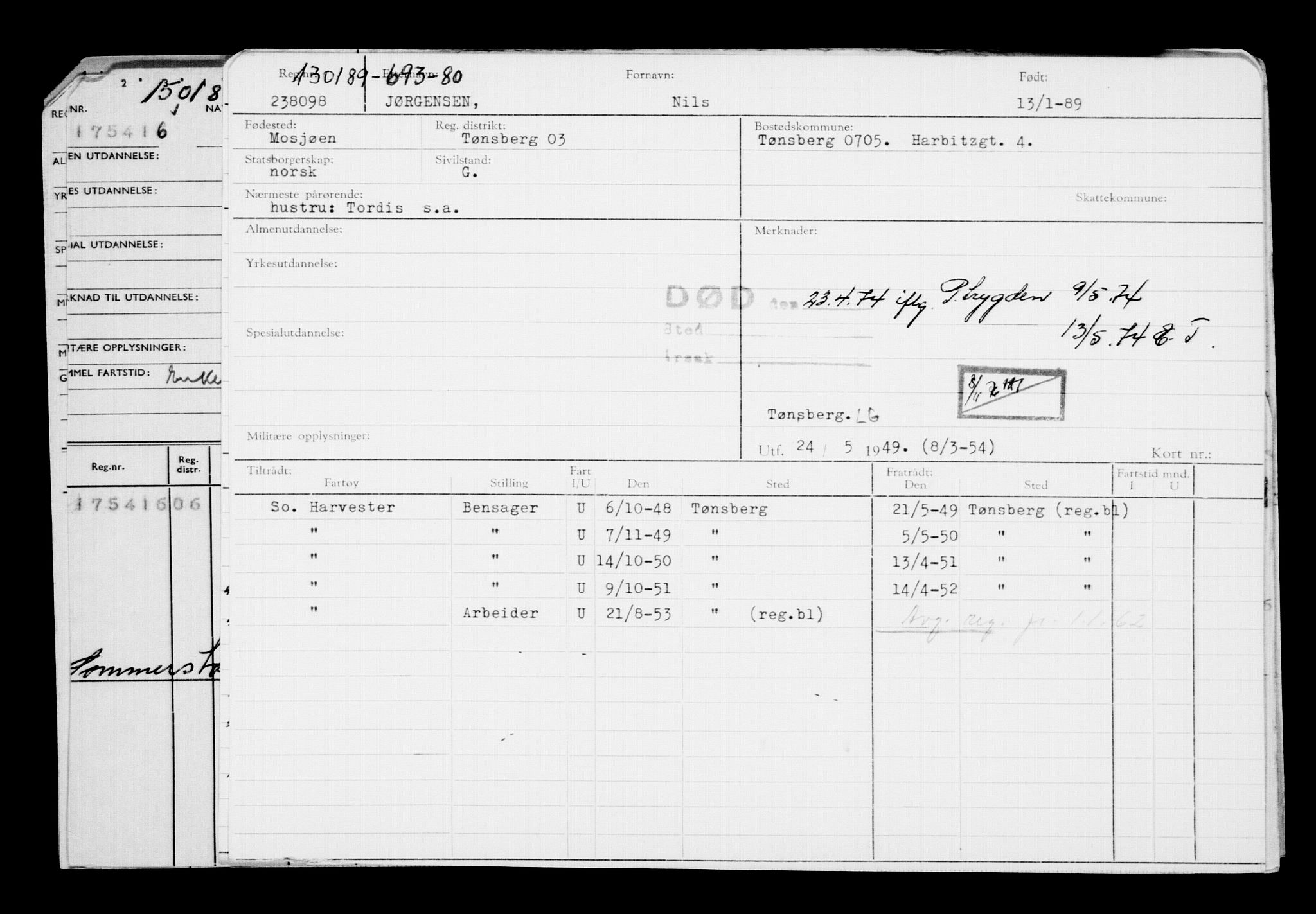 Direktoratet for sjømenn, AV/RA-S-3545/G/Gb/L0006: Hovedkort, 1889, p. 11