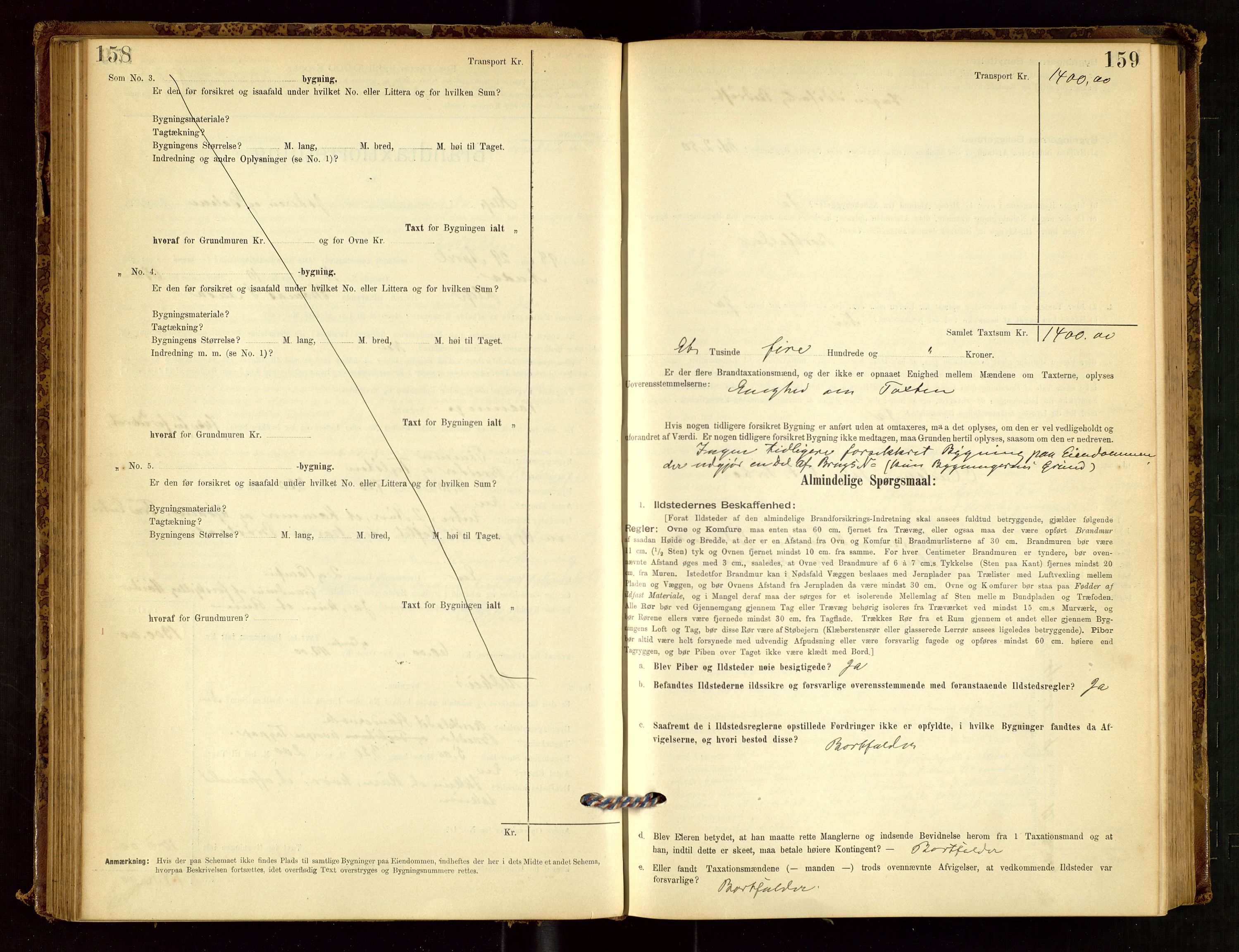Klepp lensmannskontor, SAST/A-100163/Goc/L0001: "Brandtaxationsprotokol" m/register, 1895-1898, p. 158-159