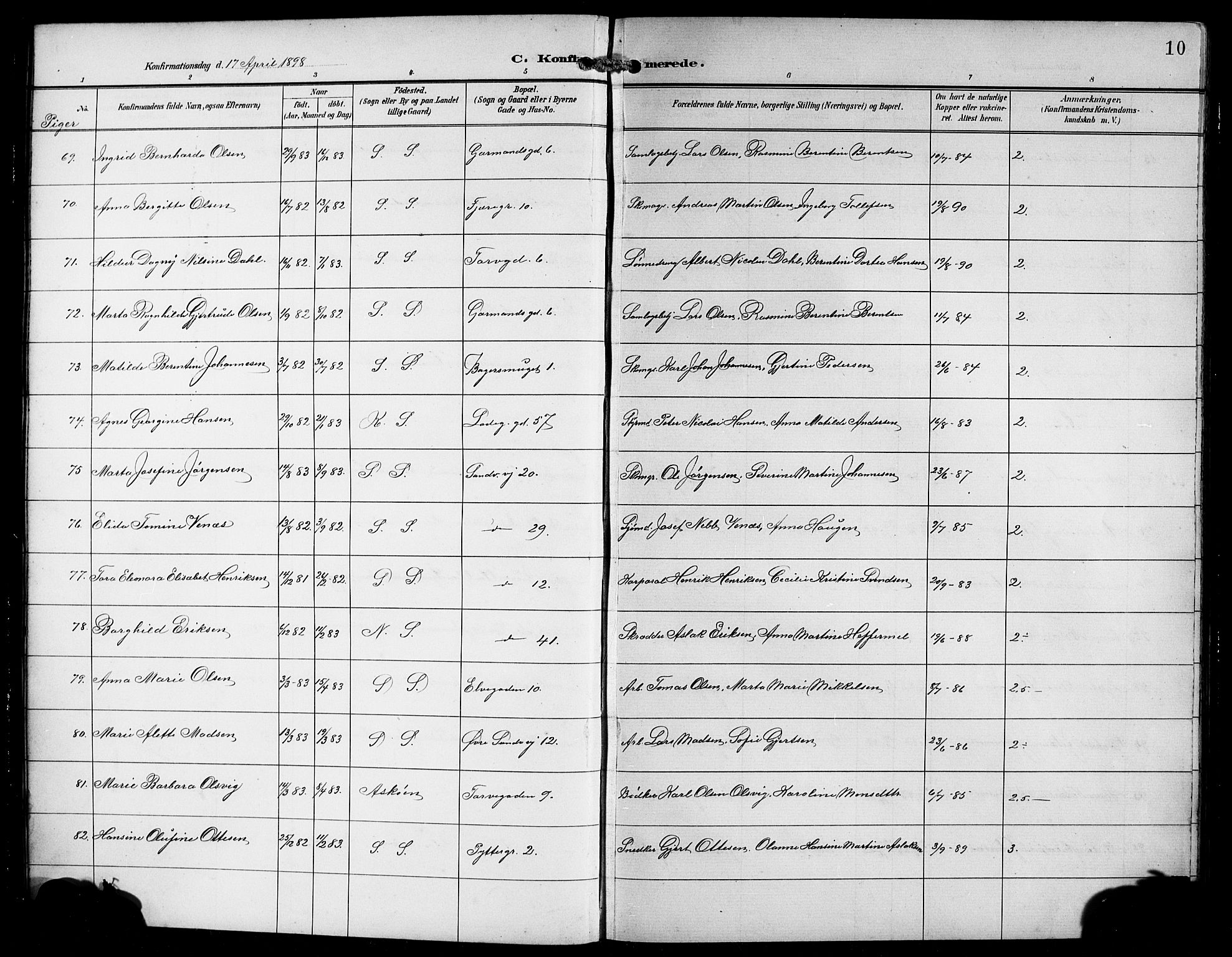 Sandviken Sokneprestembete, SAB/A-77601/H/Hb/L0009: Parish register (copy) no. C 1, 1898-1907, p. 10