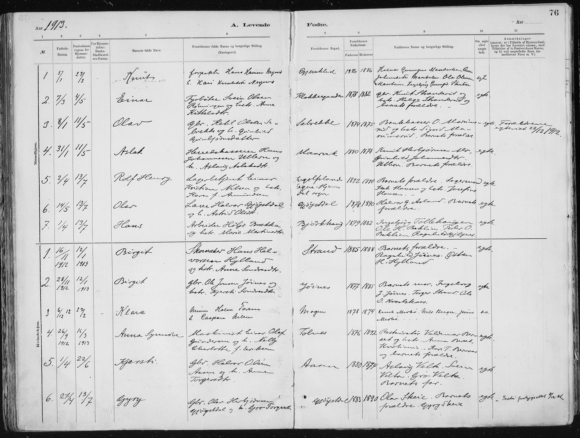 Tinn kirkebøker, AV/SAKO-A-308/F/Fa/L0007: Parish register (official) no. I 7, 1878-1922, p. 76