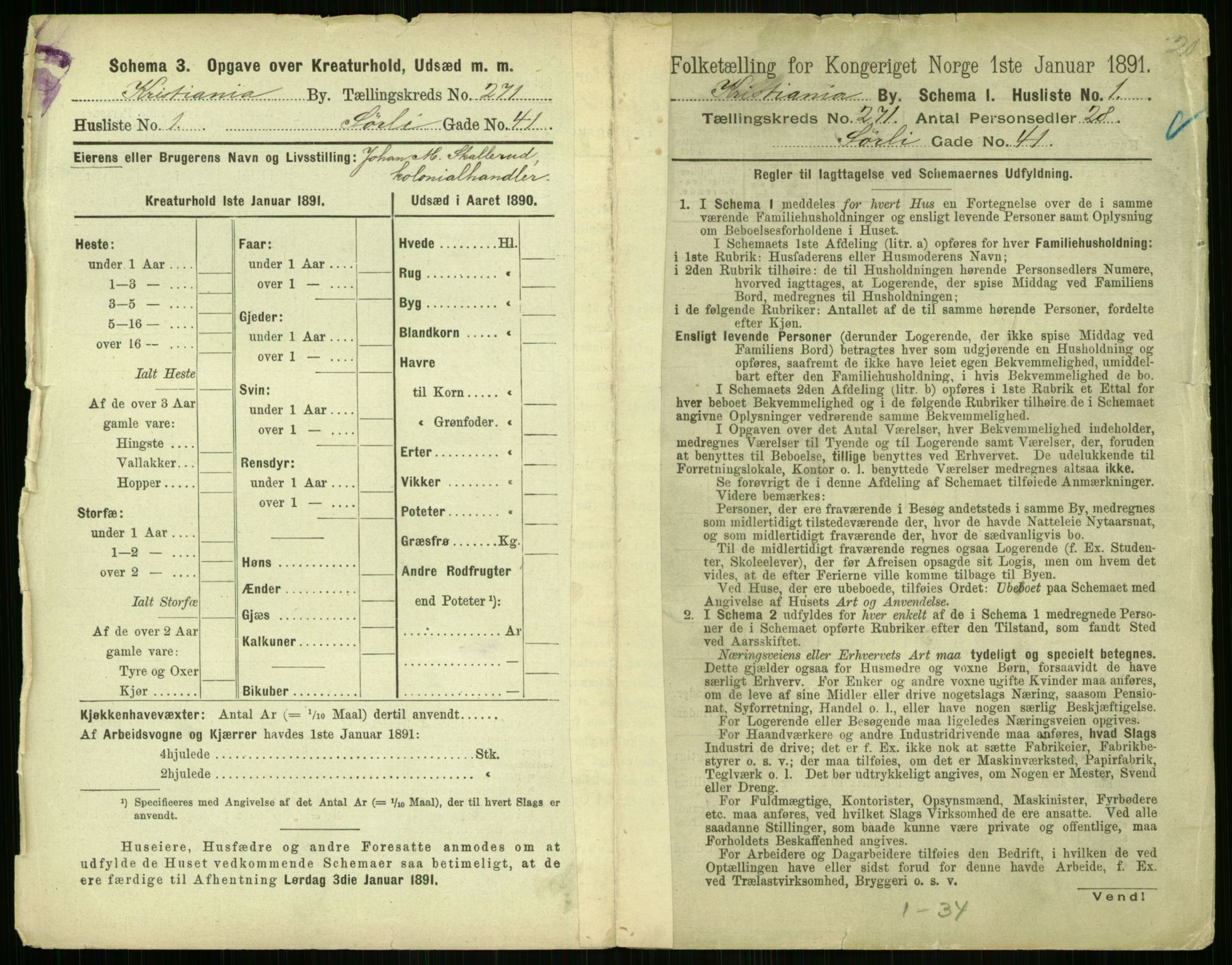 RA, 1891 census for 0301 Kristiania, 1891, p. 164489