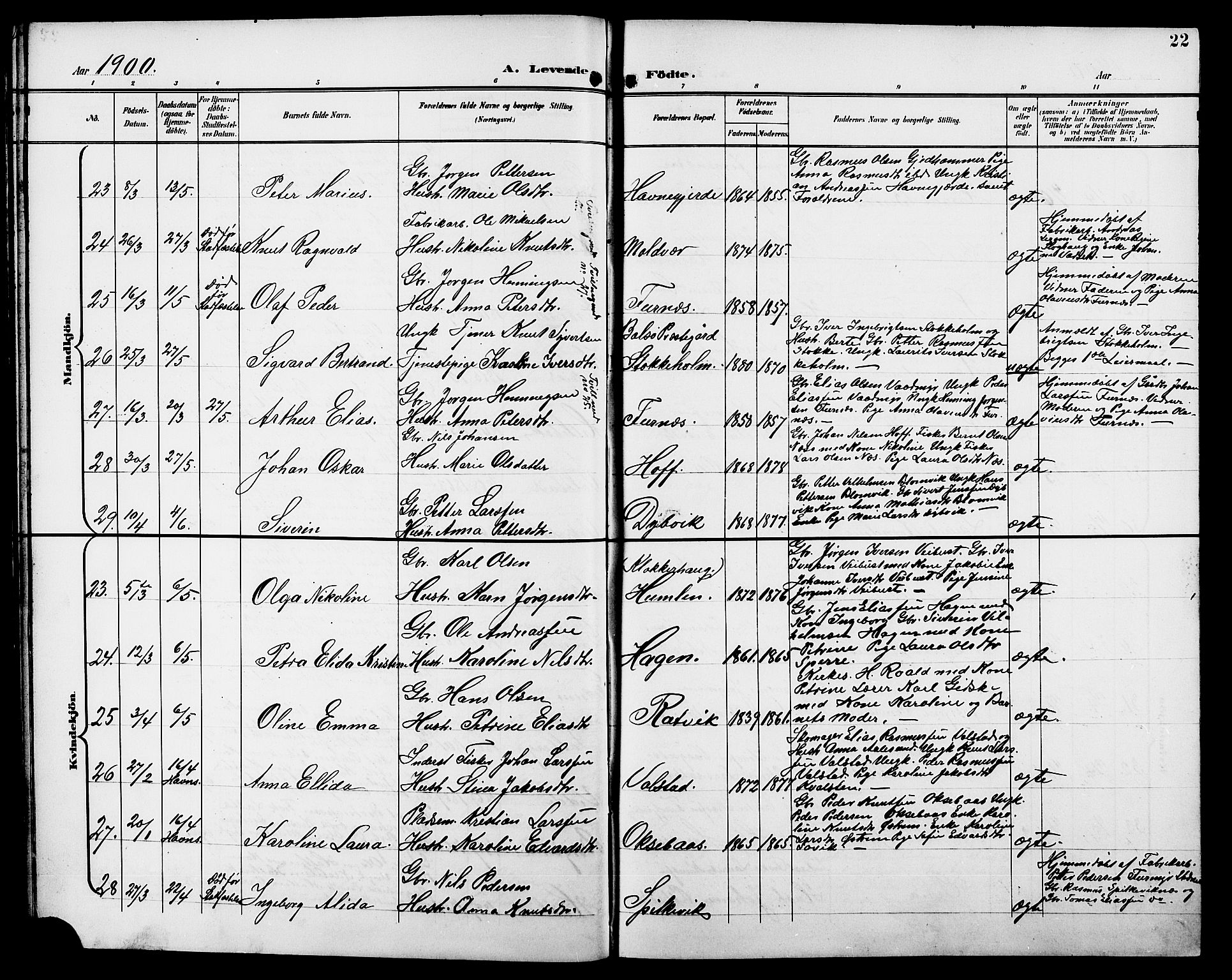 Ministerialprotokoller, klokkerbøker og fødselsregistre - Møre og Romsdal, AV/SAT-A-1454/528/L0432: Parish register (copy) no. 528C13, 1898-1918, p. 22