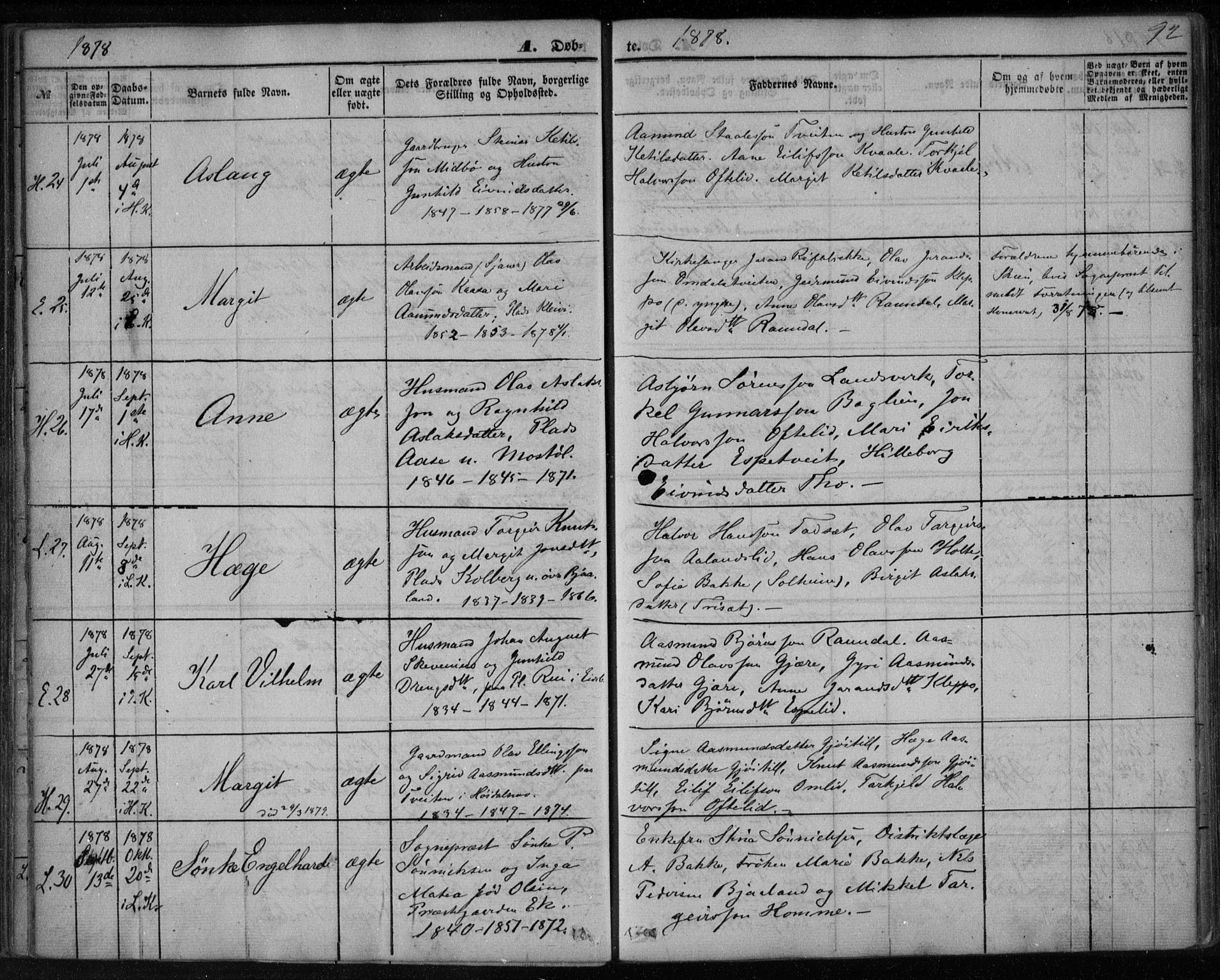 Lårdal kirkebøker, AV/SAKO-A-284/F/Fa/L0006: Parish register (official) no. I 6, 1861-1886, p. 92