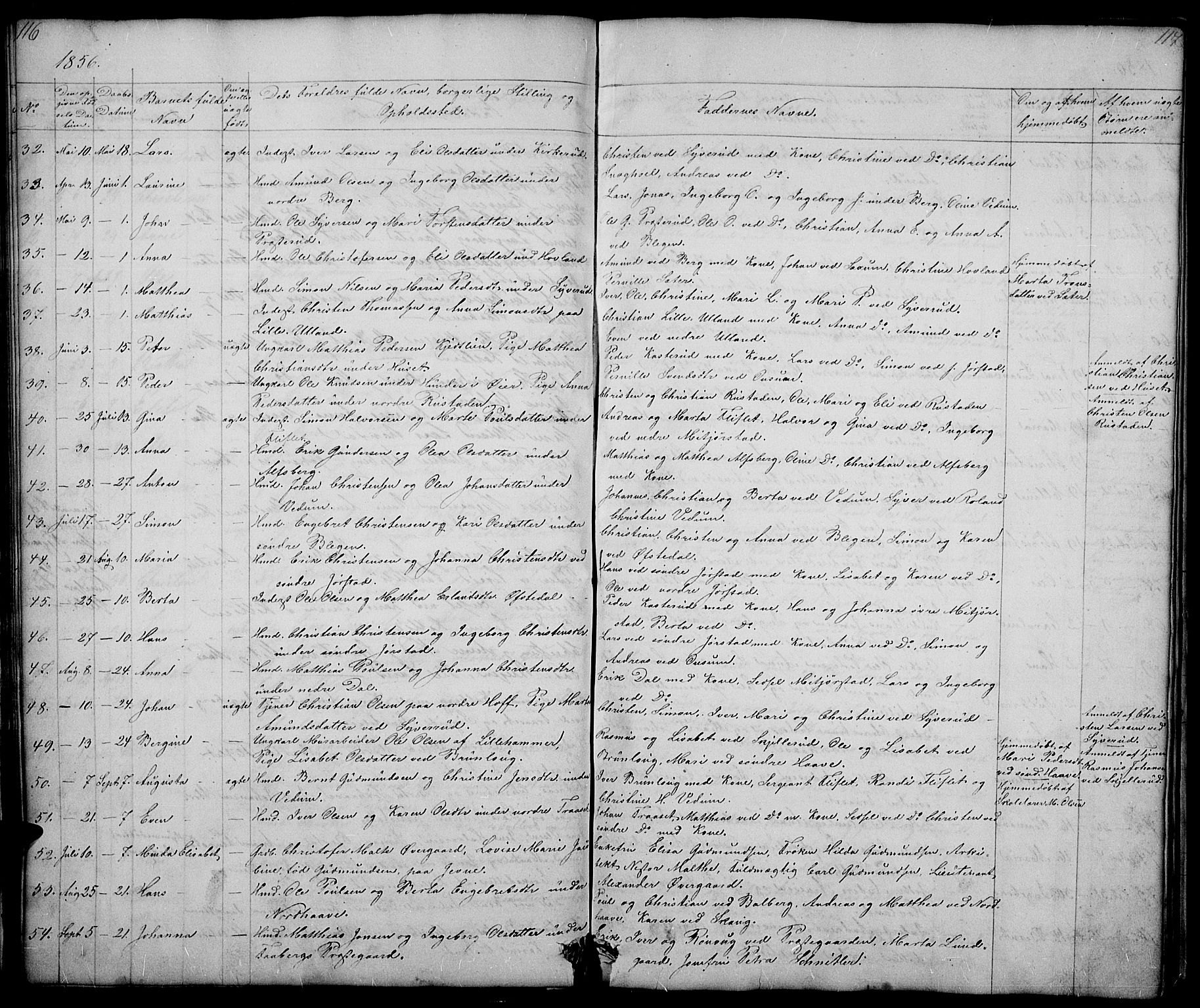 Fåberg prestekontor, AV/SAH-PREST-086/H/Ha/Hab/L0005: Parish register (copy) no. 5, 1837-1864, p. 116-117