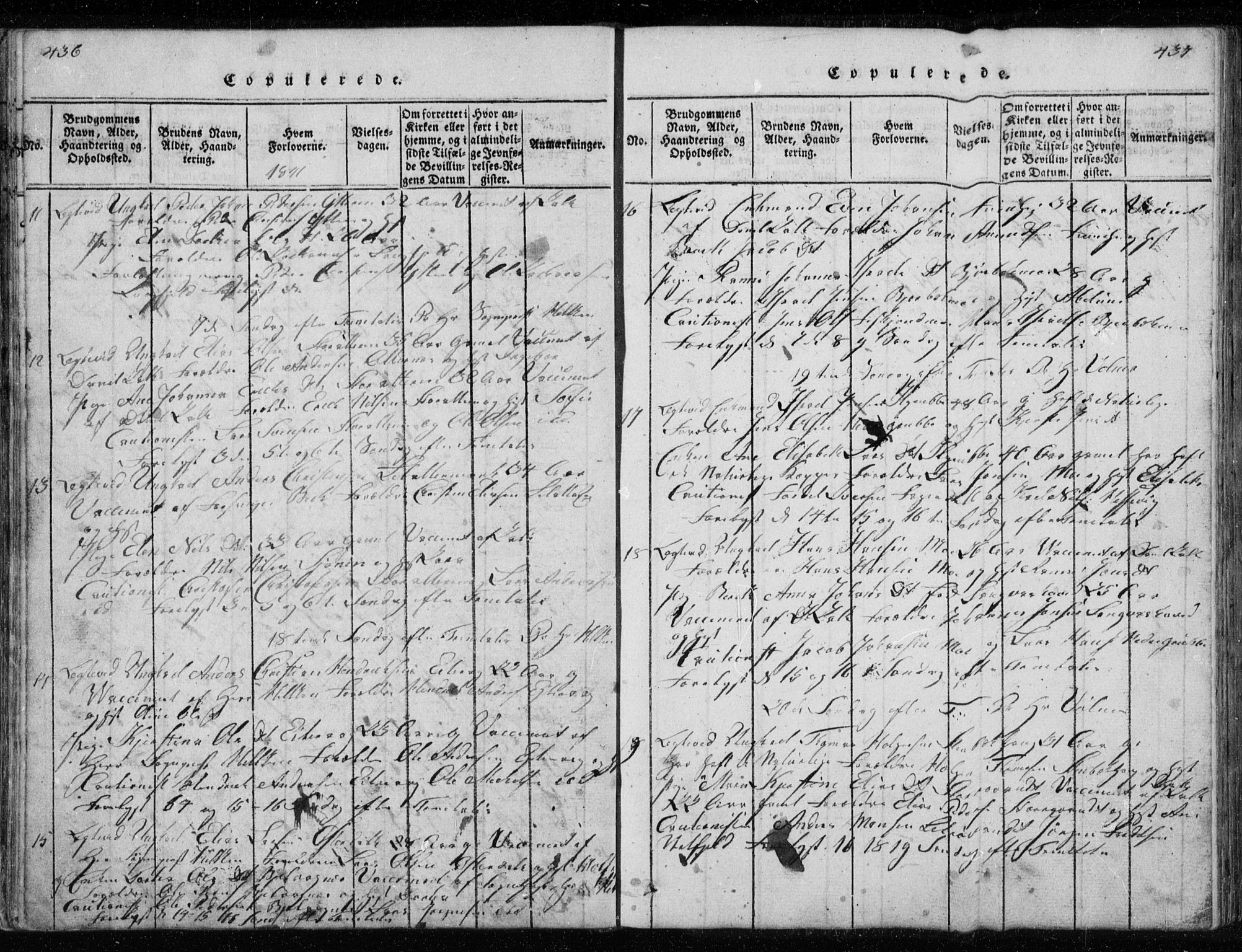 Ministerialprotokoller, klokkerbøker og fødselsregistre - Nordland, AV/SAT-A-1459/827/L0412: Parish register (copy) no. 827C01, 1820-1841, p. 436-437