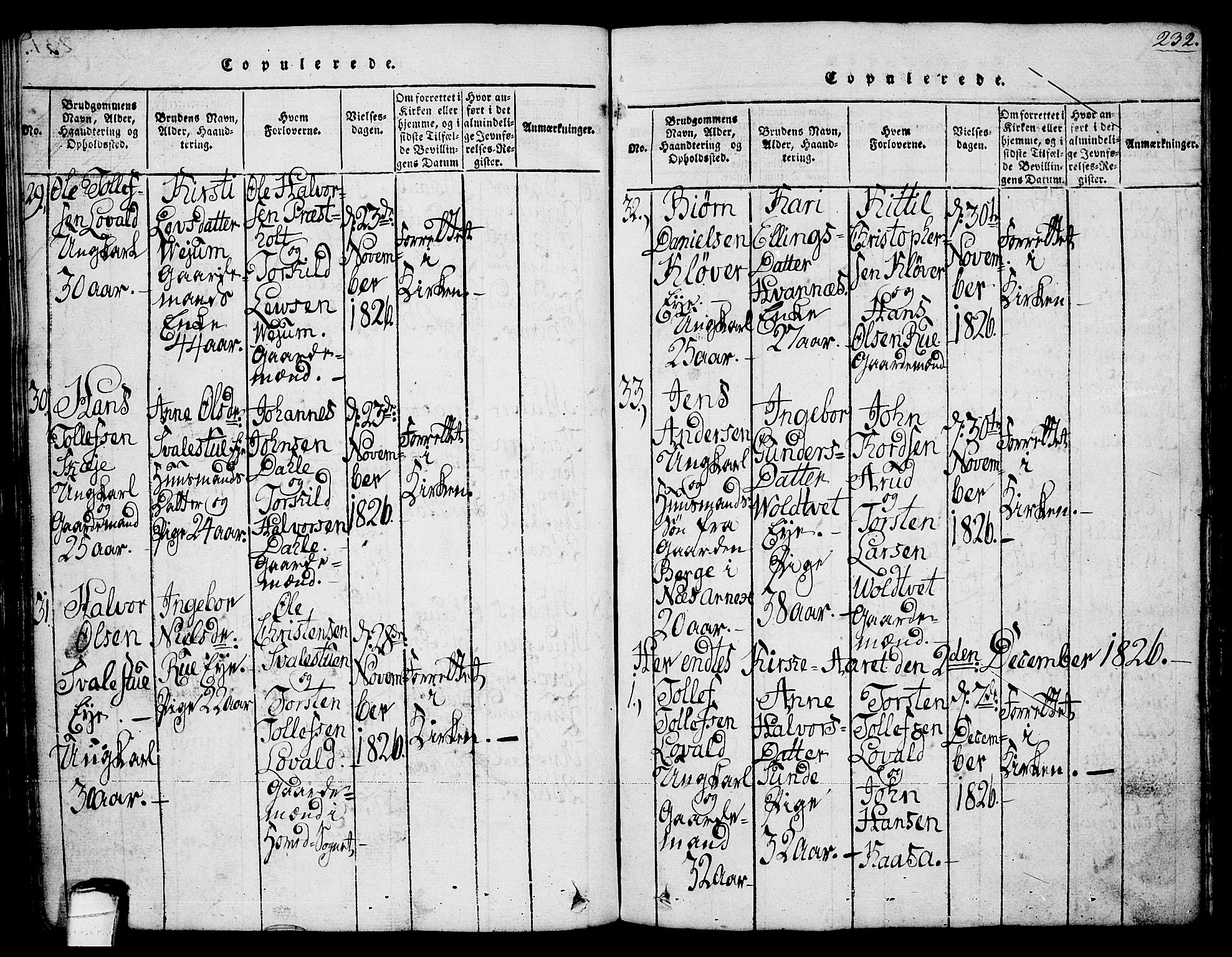 Sauherad kirkebøker, SAKO/A-298/G/Ga/L0001: Parish register (copy) no. I 1, 1815-1827, p. 232