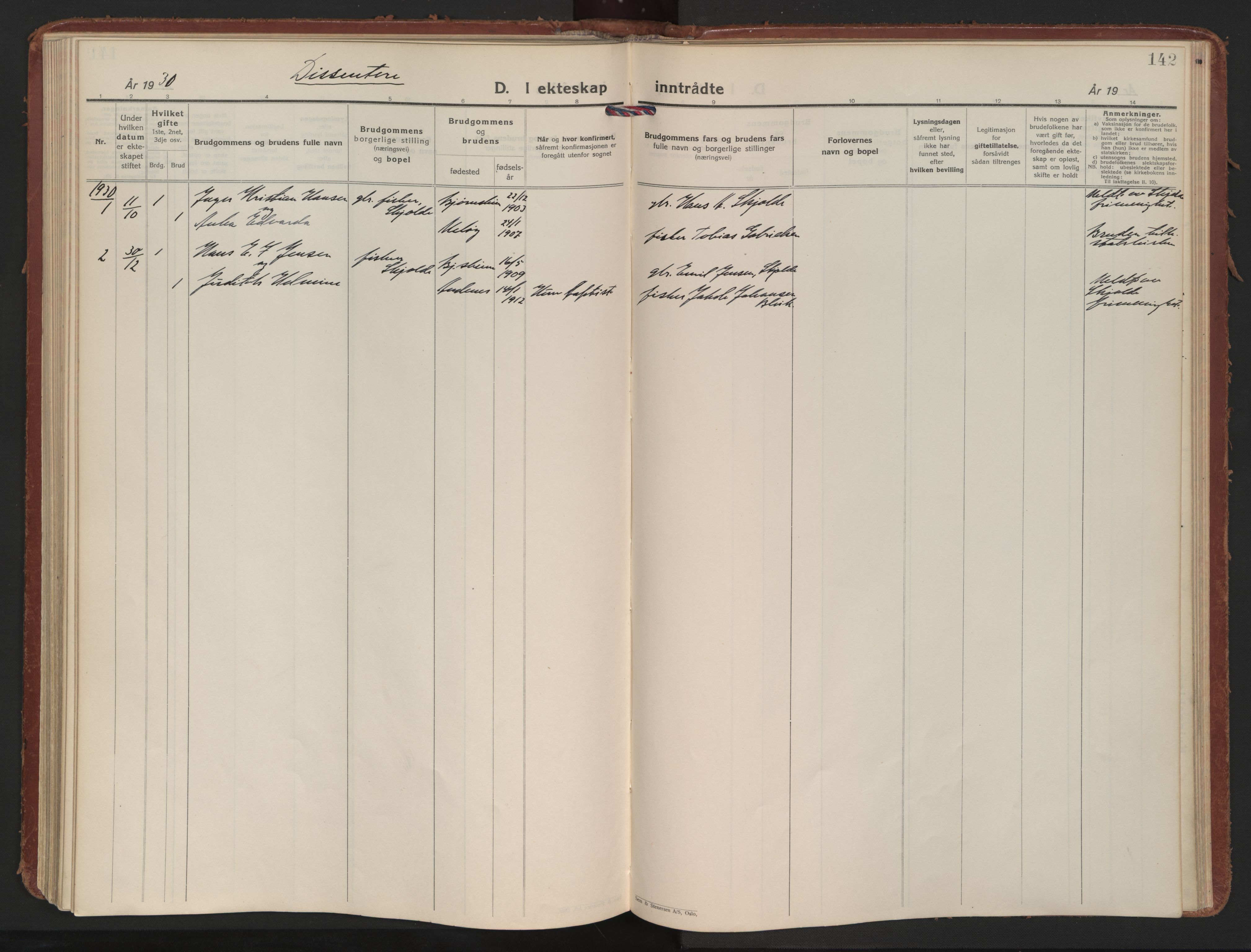 Ministerialprotokoller, klokkerbøker og fødselsregistre - Nordland, SAT/A-1459/898/L1424: Parish register (official) no. 898A04, 1928-1946, p. 142