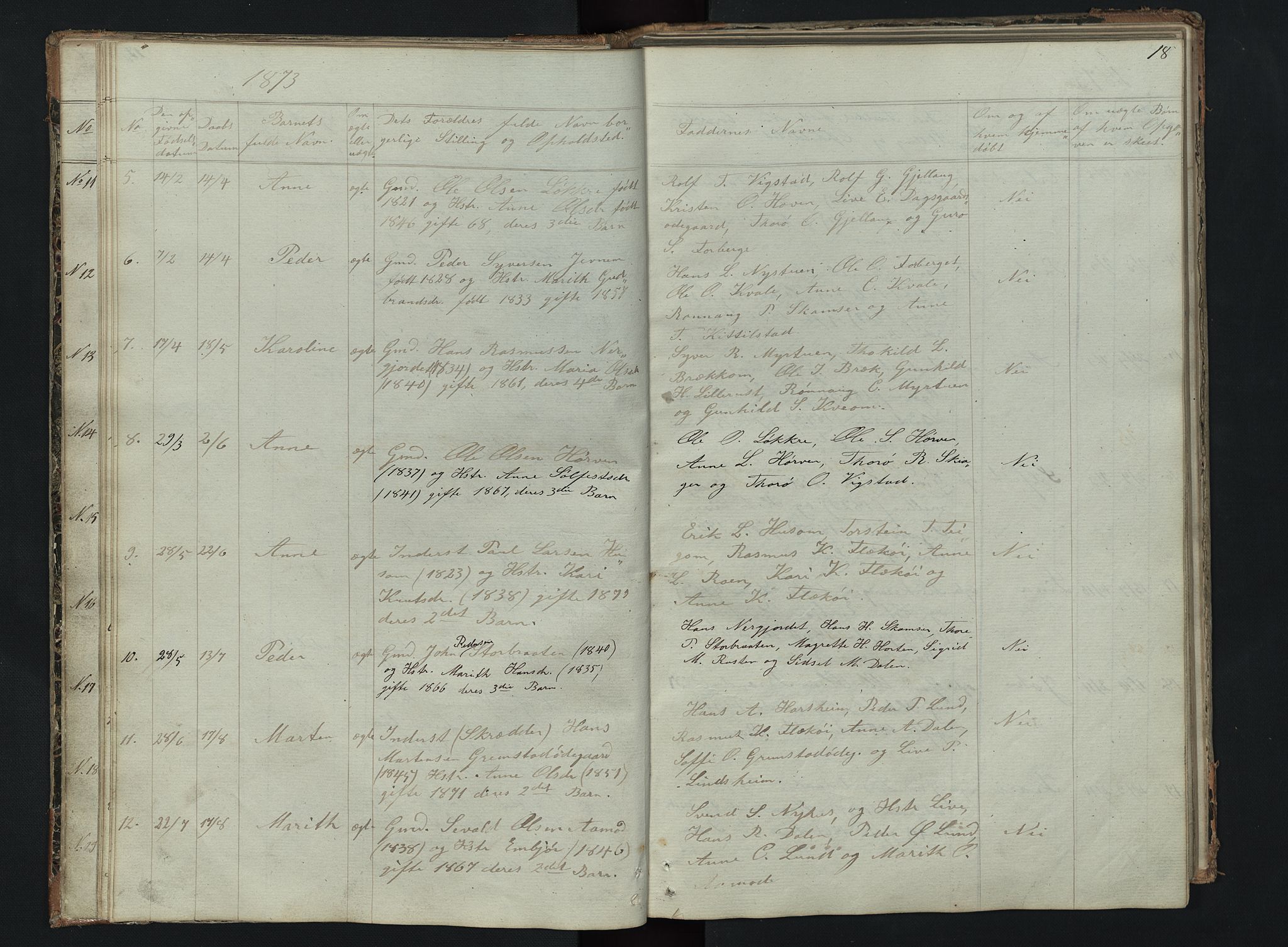 Skjåk prestekontor, AV/SAH-PREST-072/H/Ha/Hab/L0002: Parish register (copy) no. 2, 1867-1894, p. 18