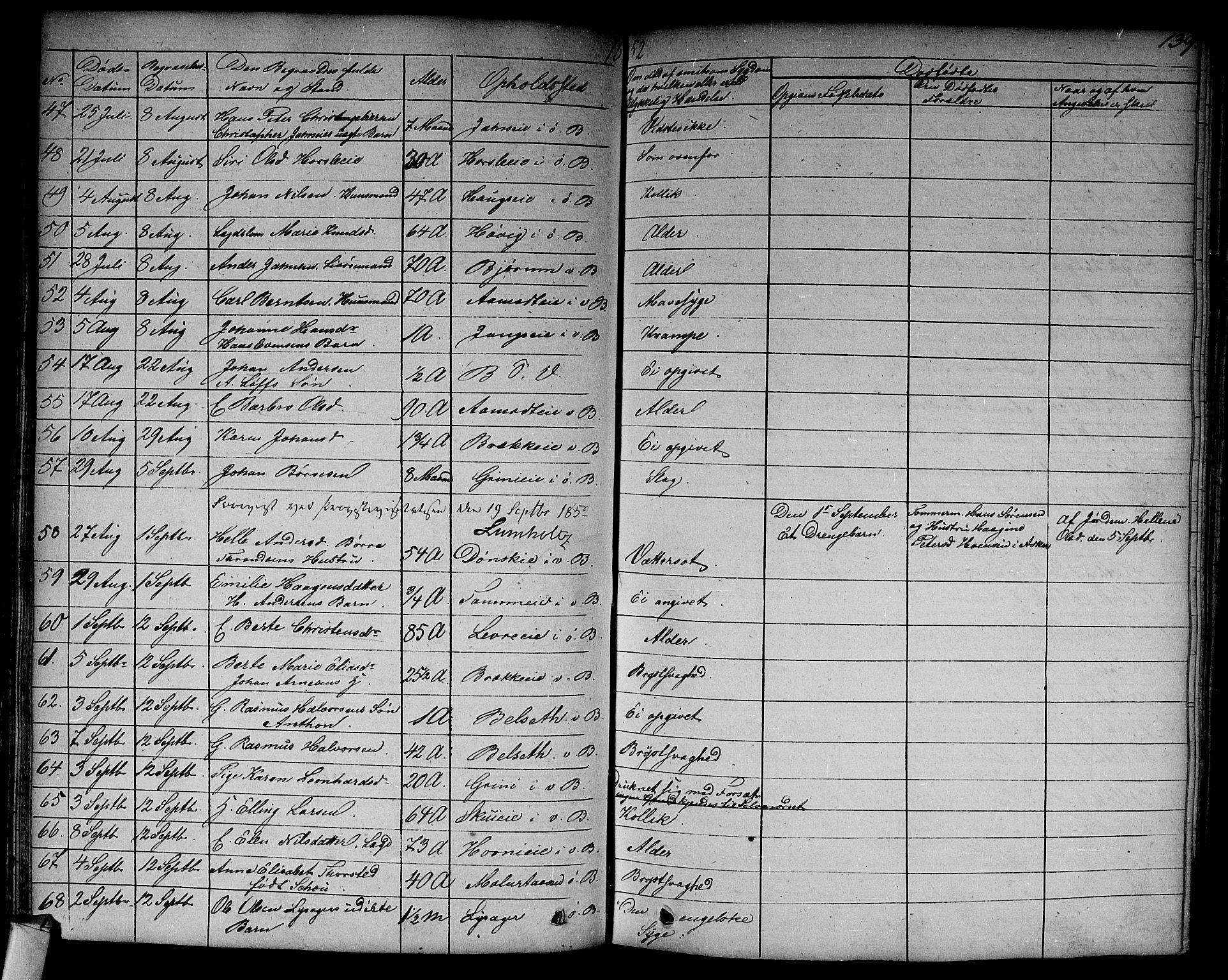 Asker prestekontor Kirkebøker, AV/SAO-A-10256a/F/Fa/L0011: Parish register (official) no. I 11, 1825-1878, p. 139