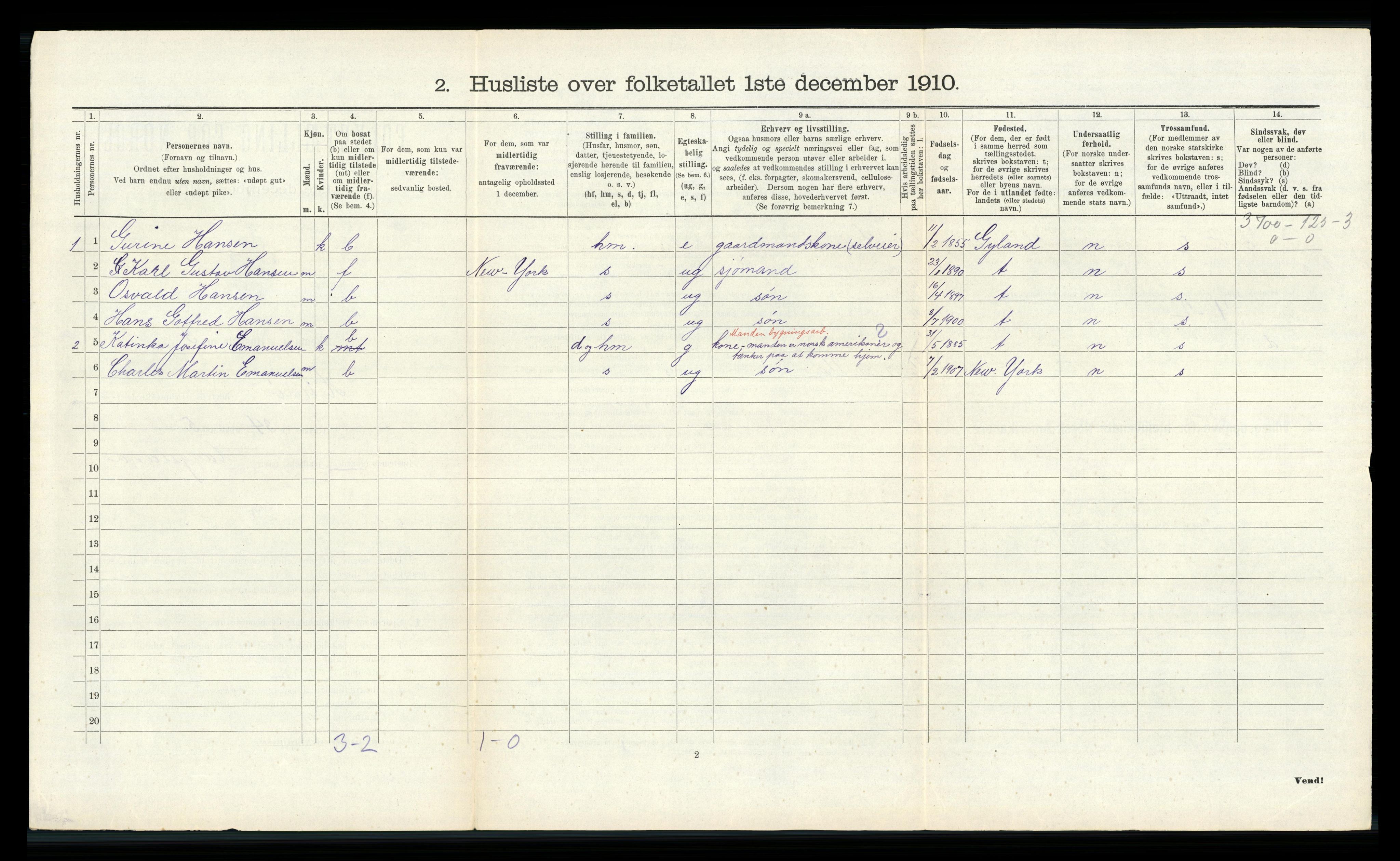 RA, 1910 census for Hidra, 1910, p. 534