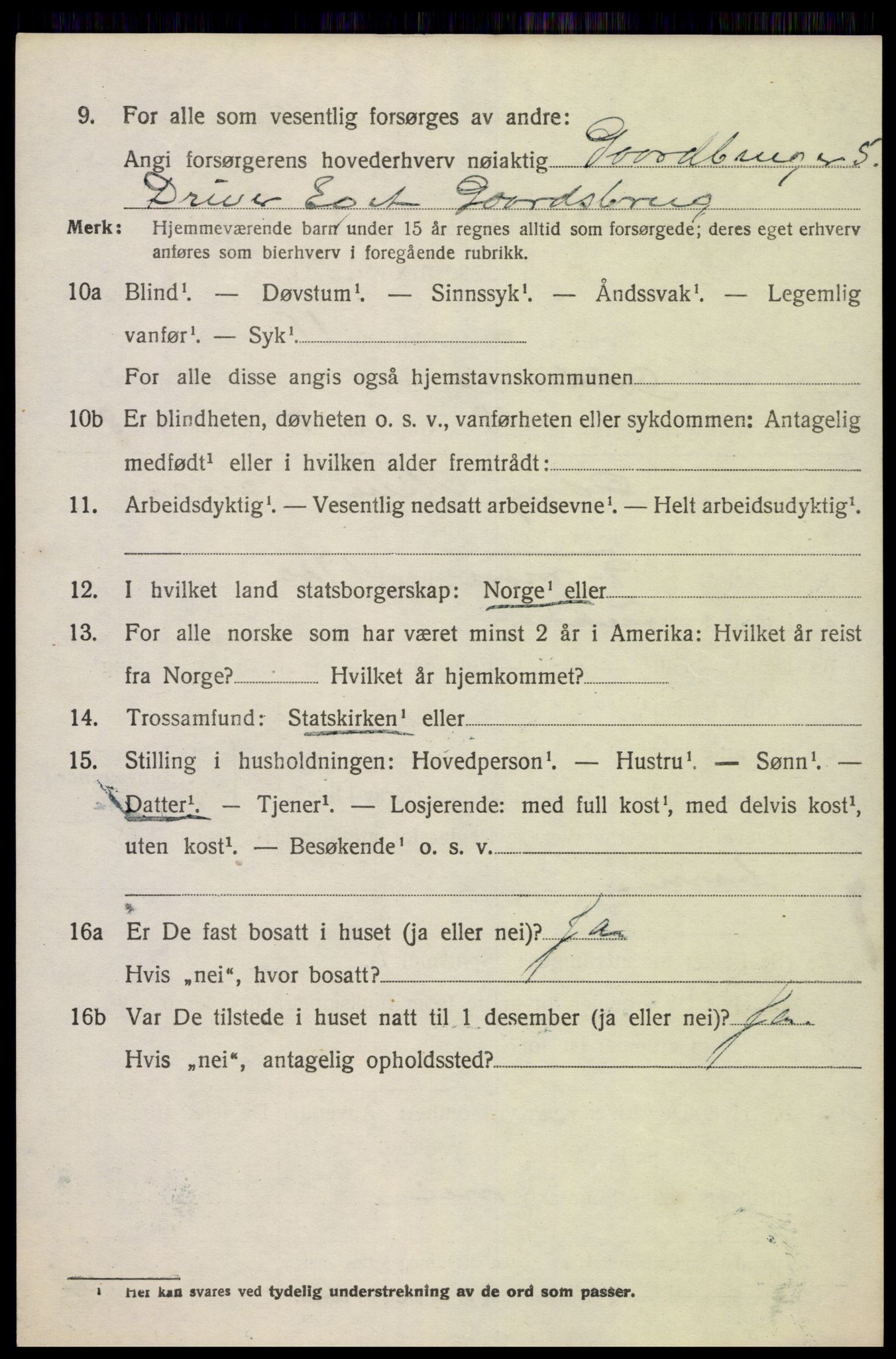 SAK, 1920 census for Oddernes, 1920, p. 3040