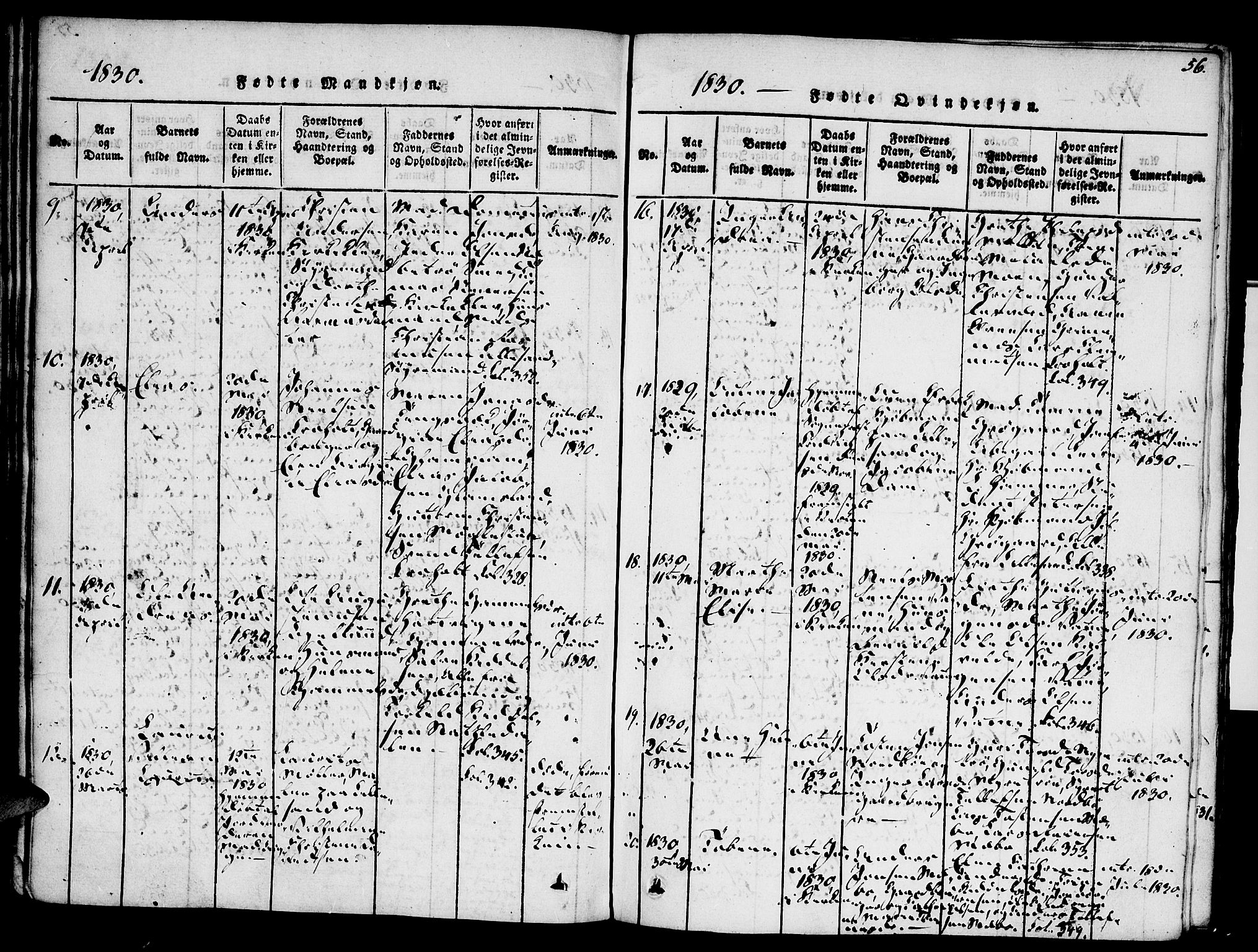 Vestre Moland sokneprestkontor, AV/SAK-1111-0046/F/Fa/Fab/L0003: Parish register (official) no. A 3, 1816-1843, p. 56