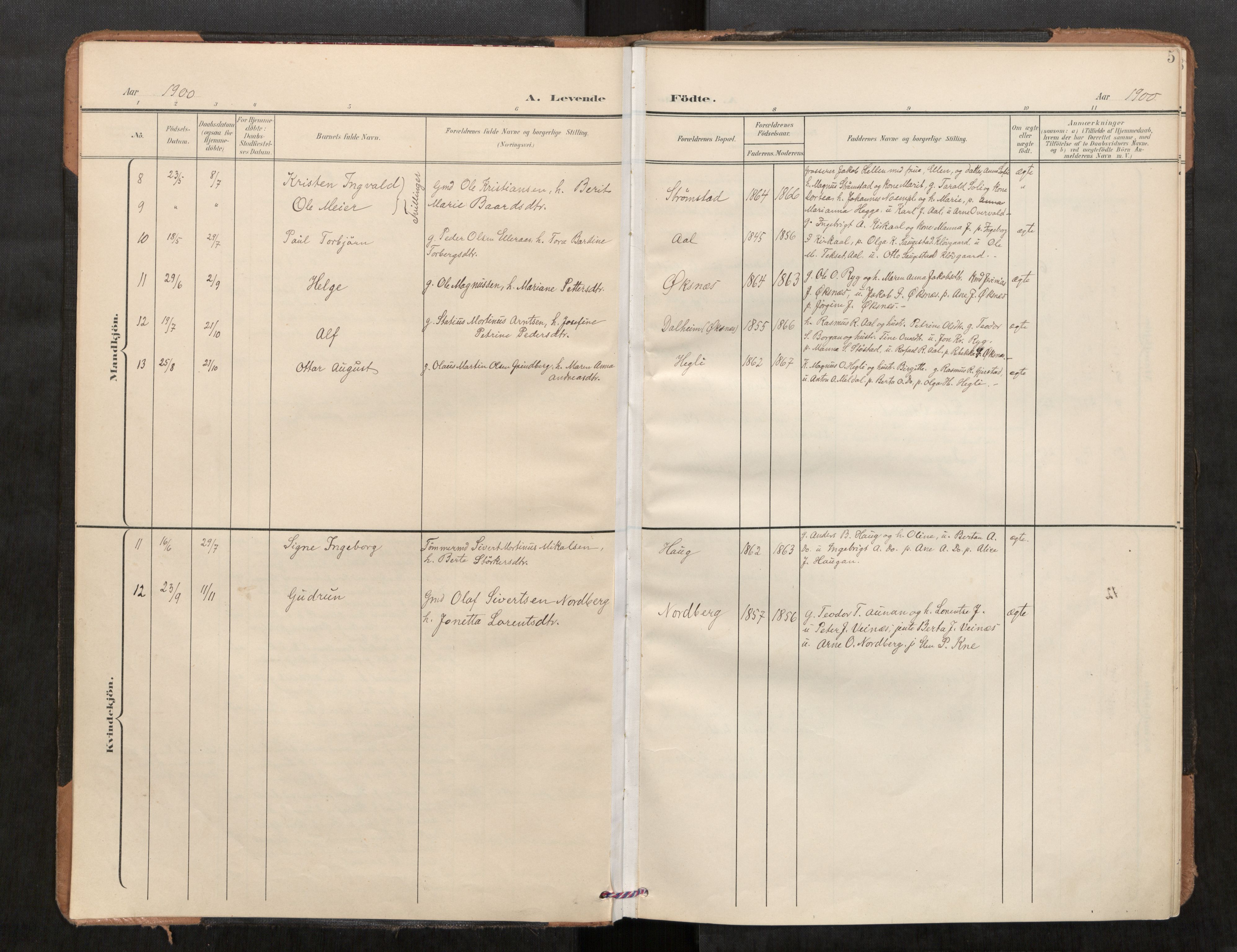 Stod sokneprestkontor, SAT/A-1164/1/I/I1/I1a/L0001: Parish register (official) no. 1, 1900-1912, p. 5
