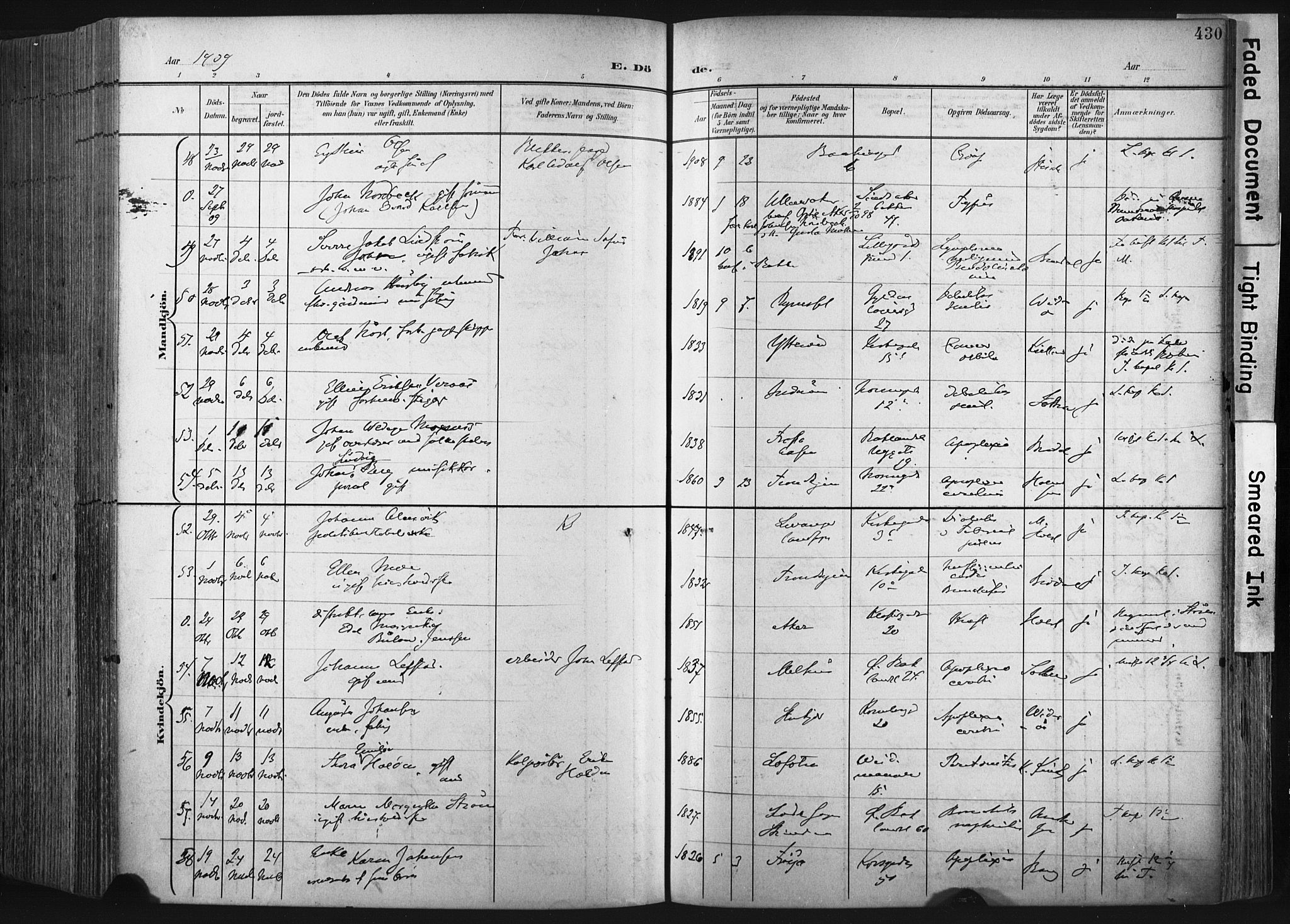 Ministerialprotokoller, klokkerbøker og fødselsregistre - Sør-Trøndelag, SAT/A-1456/604/L0201: Parish register (official) no. 604A21, 1901-1911, p. 430