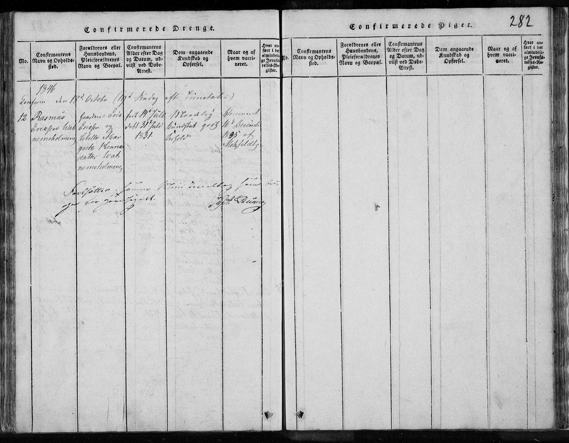 Eigersund sokneprestkontor, AV/SAST-A-101807/S08/L0008: Parish register (official) no. A 8, 1816-1847, p. 282