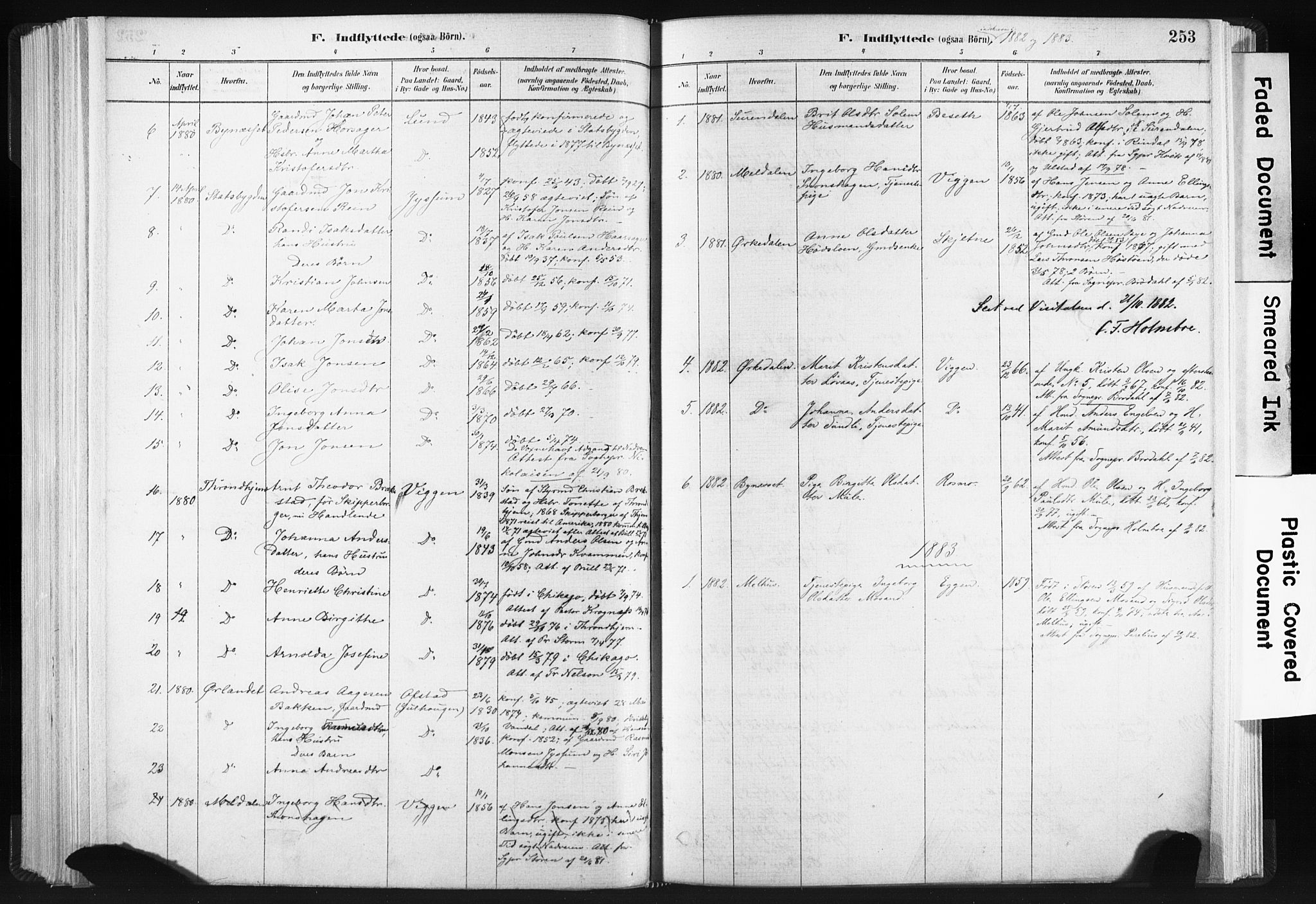 Ministerialprotokoller, klokkerbøker og fødselsregistre - Sør-Trøndelag, AV/SAT-A-1456/665/L0773: Parish register (official) no. 665A08, 1879-1905, p. 253