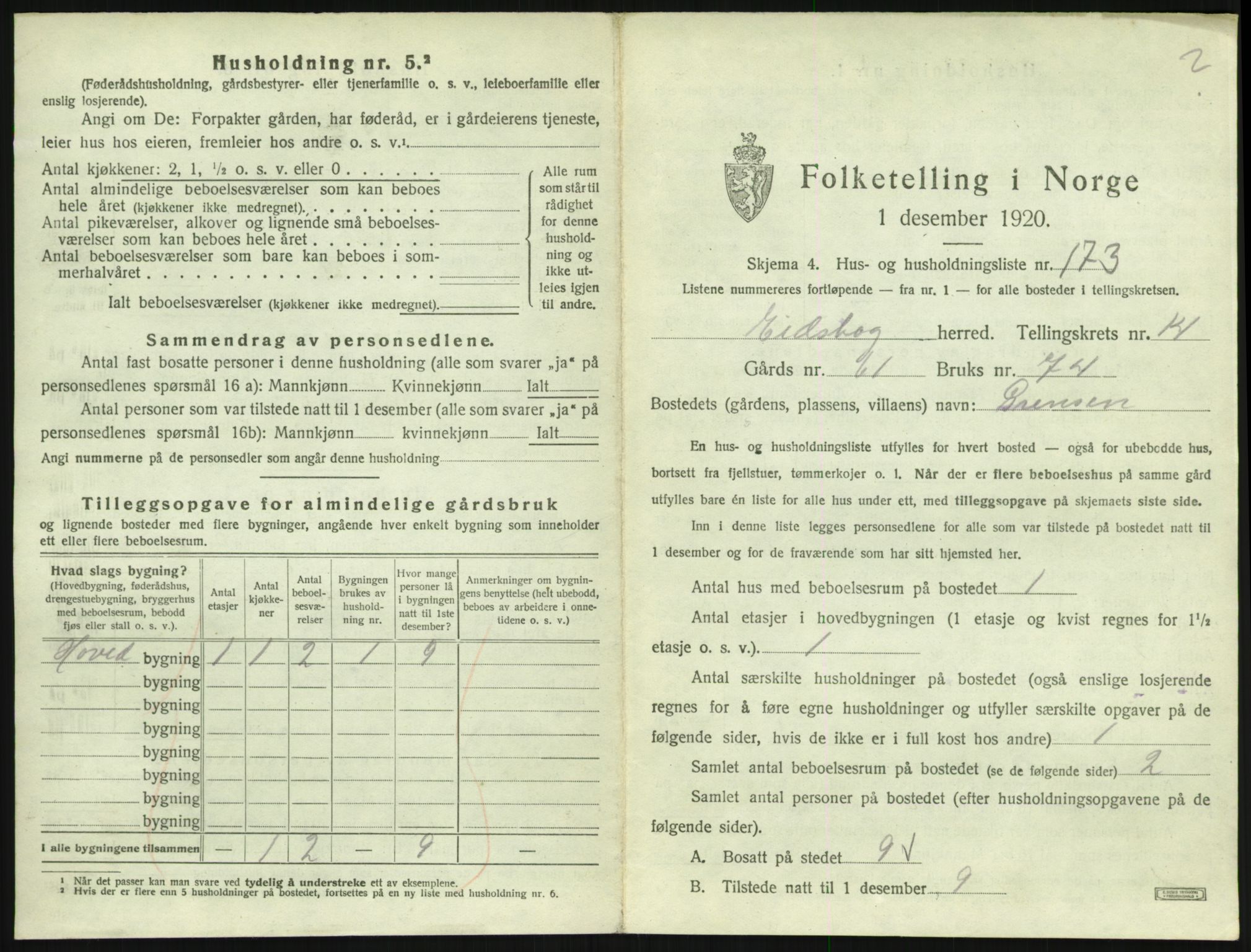 SAH, 1920 census for Eidskog, 1920, p. 2401