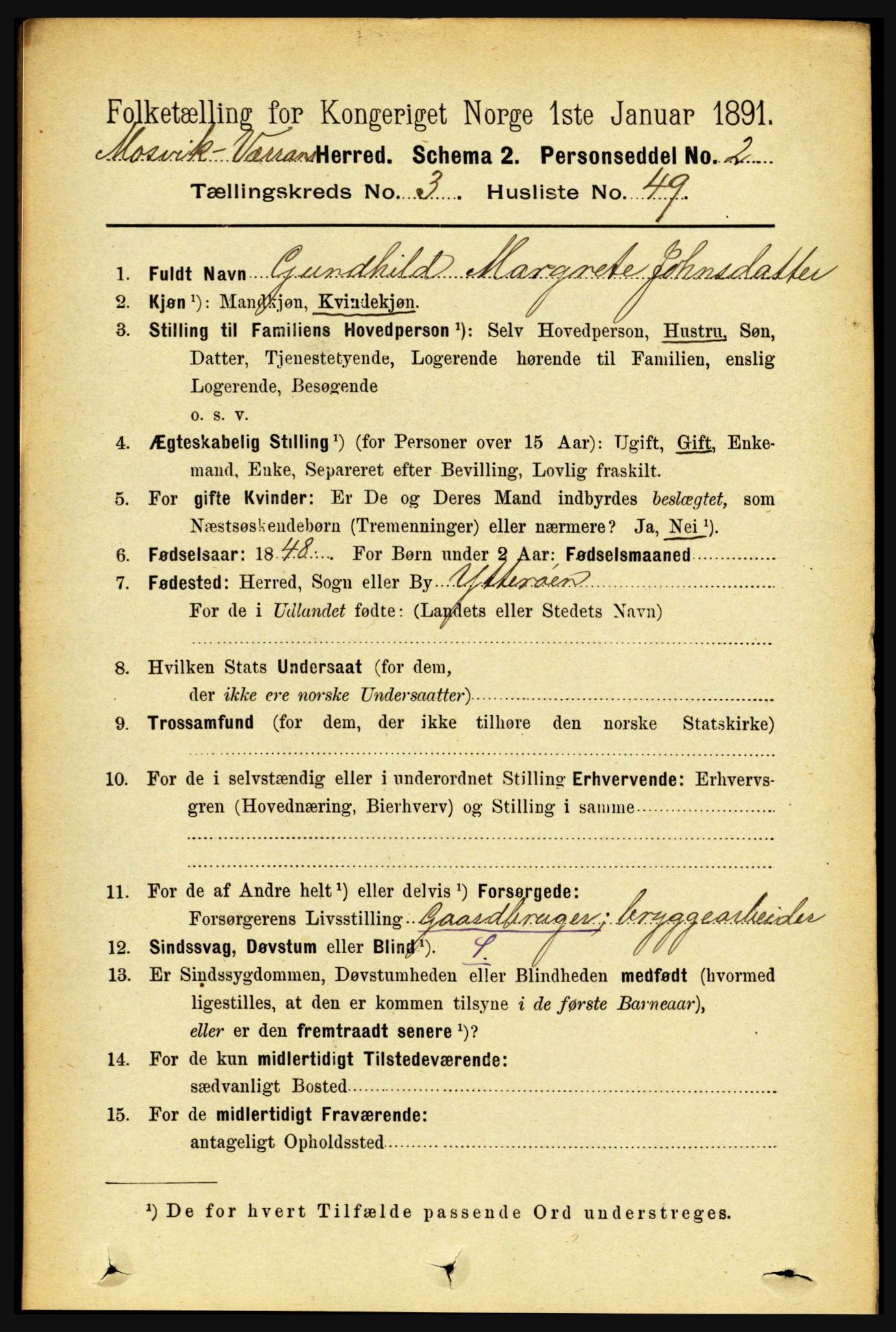 RA, 1891 census for 1723 Mosvik og Verran, 1891, p. 1236