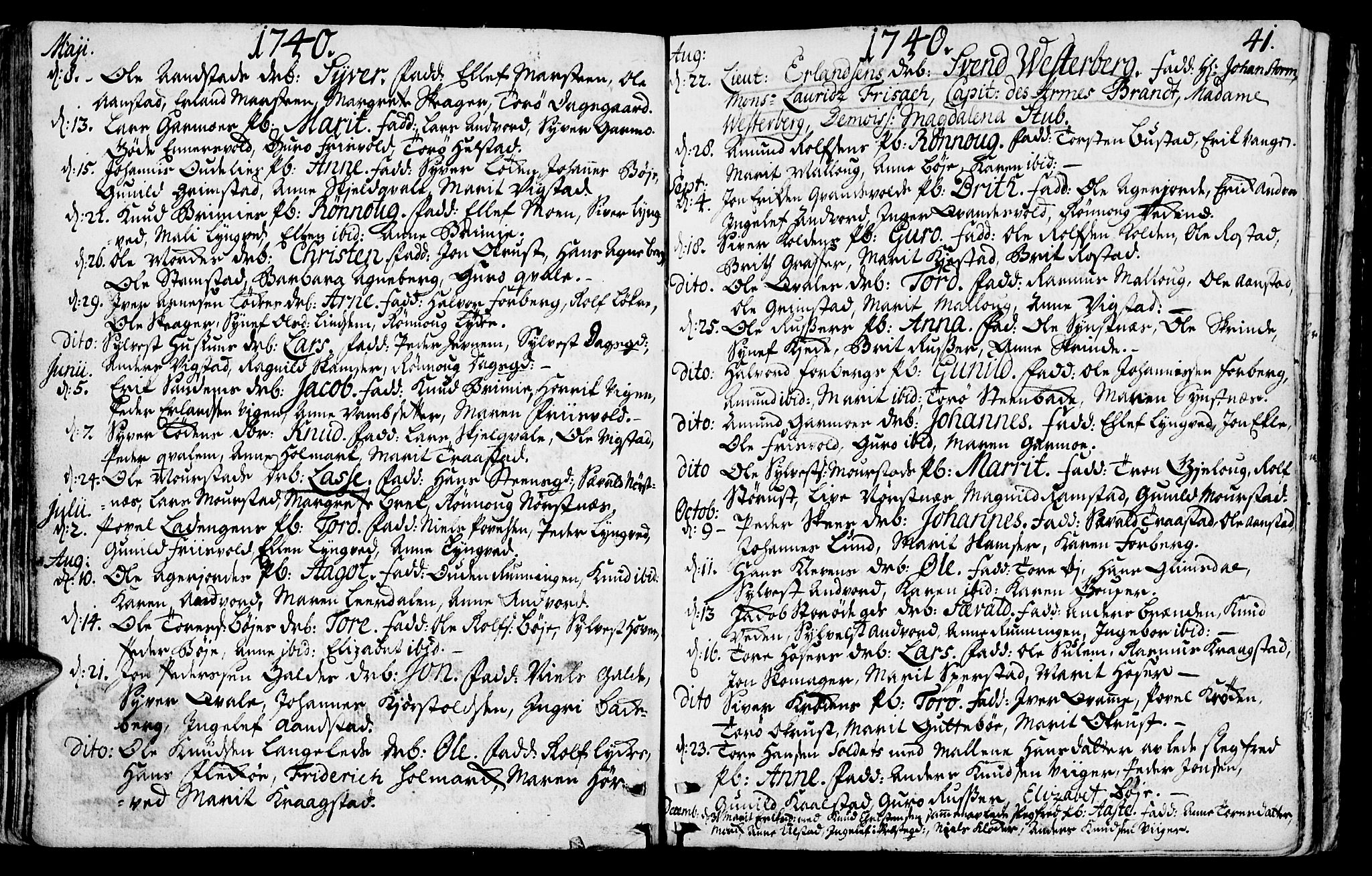 Lom prestekontor, AV/SAH-PREST-070/K/L0001: Parish register (official) no. 1, 1733-1748, p. 41