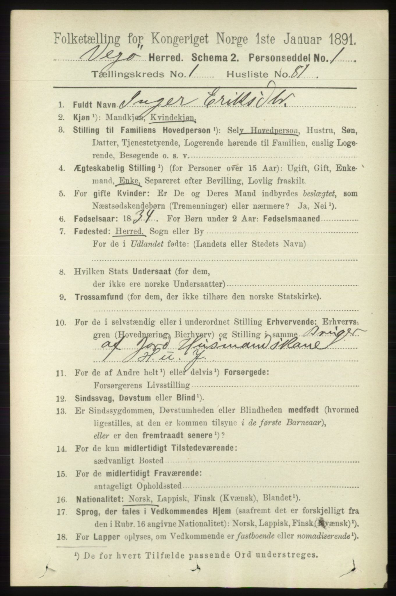 RA, 1891 census for 1815 Vega, 1891, p. 555