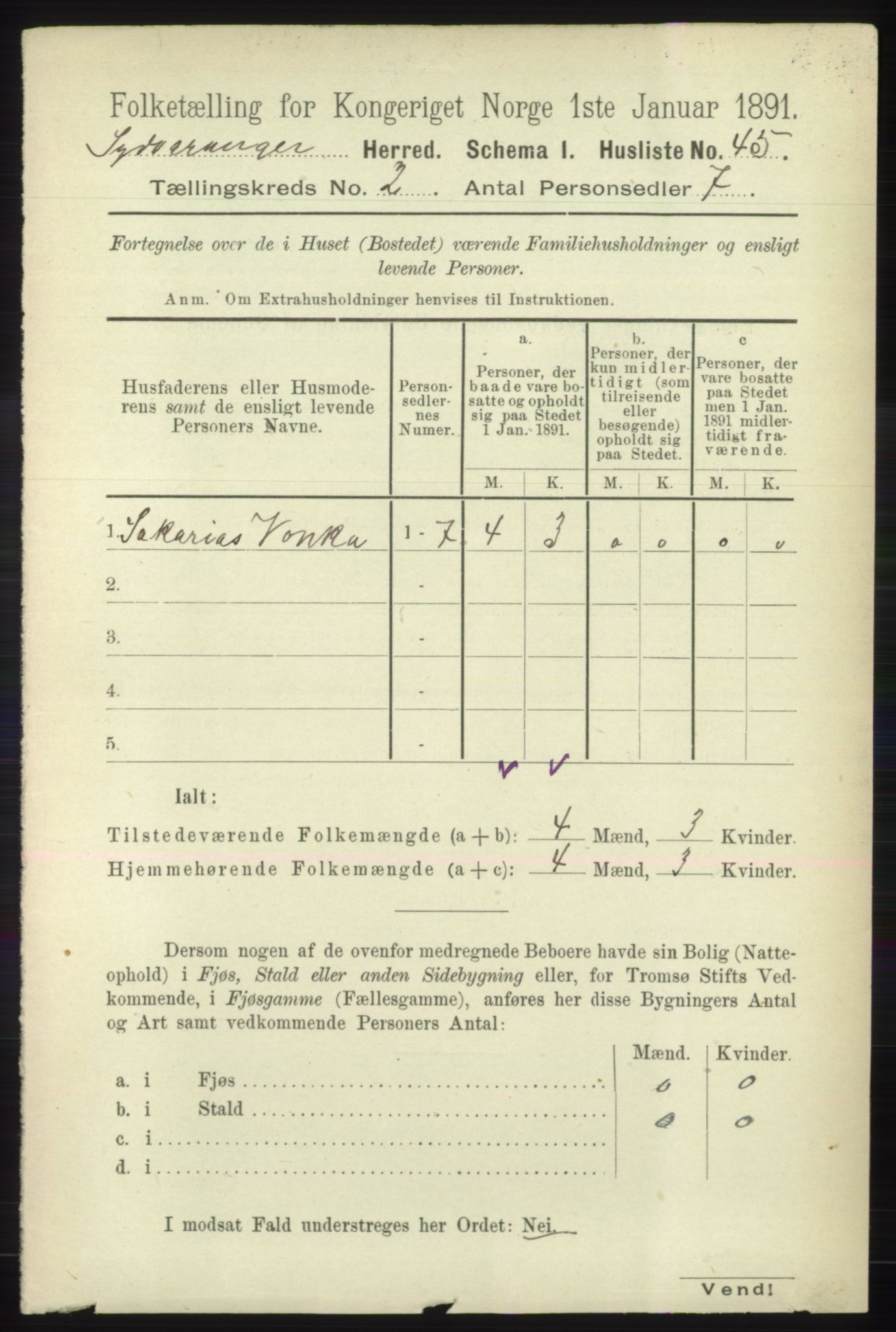 RA, 1891 census for 2030 Sør-Varanger, 1891, p. 398