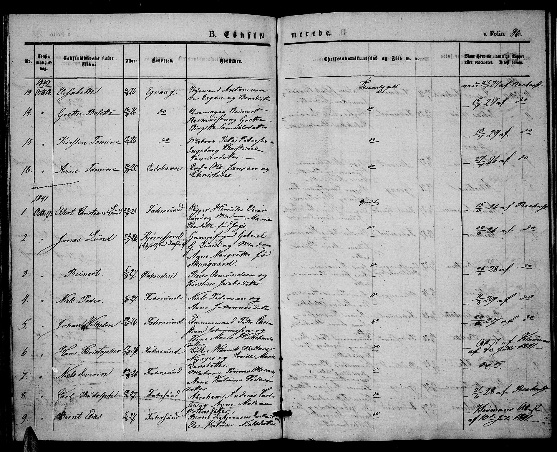 Farsund sokneprestkontor, AV/SAK-1111-0009/F/Fa/L0003: Parish register (official) no. A 3, 1836-1846, p. 80