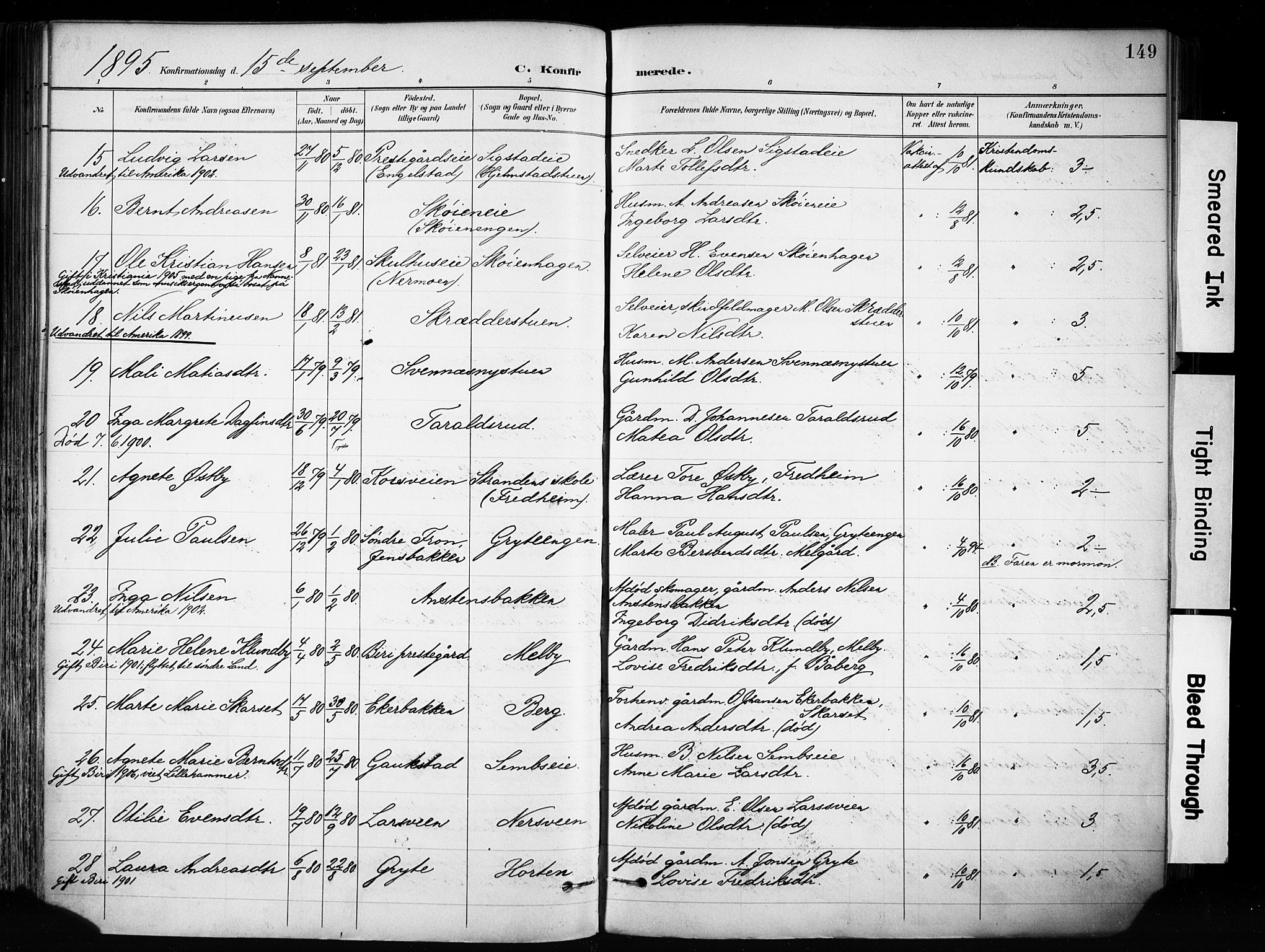 Biri prestekontor, AV/SAH-PREST-096/H/Ha/Haa/L0009: Parish register (official) no. 9, 1887-1900, p. 149