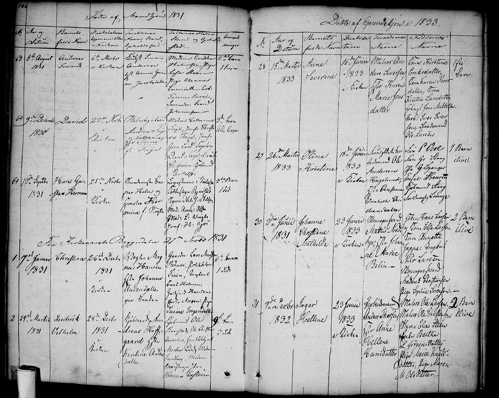 Halden prestekontor Kirkebøker, AV/SAO-A-10909/F/Fa/L0004: Parish register (official) no. I 4, 1823-1834, p. 186