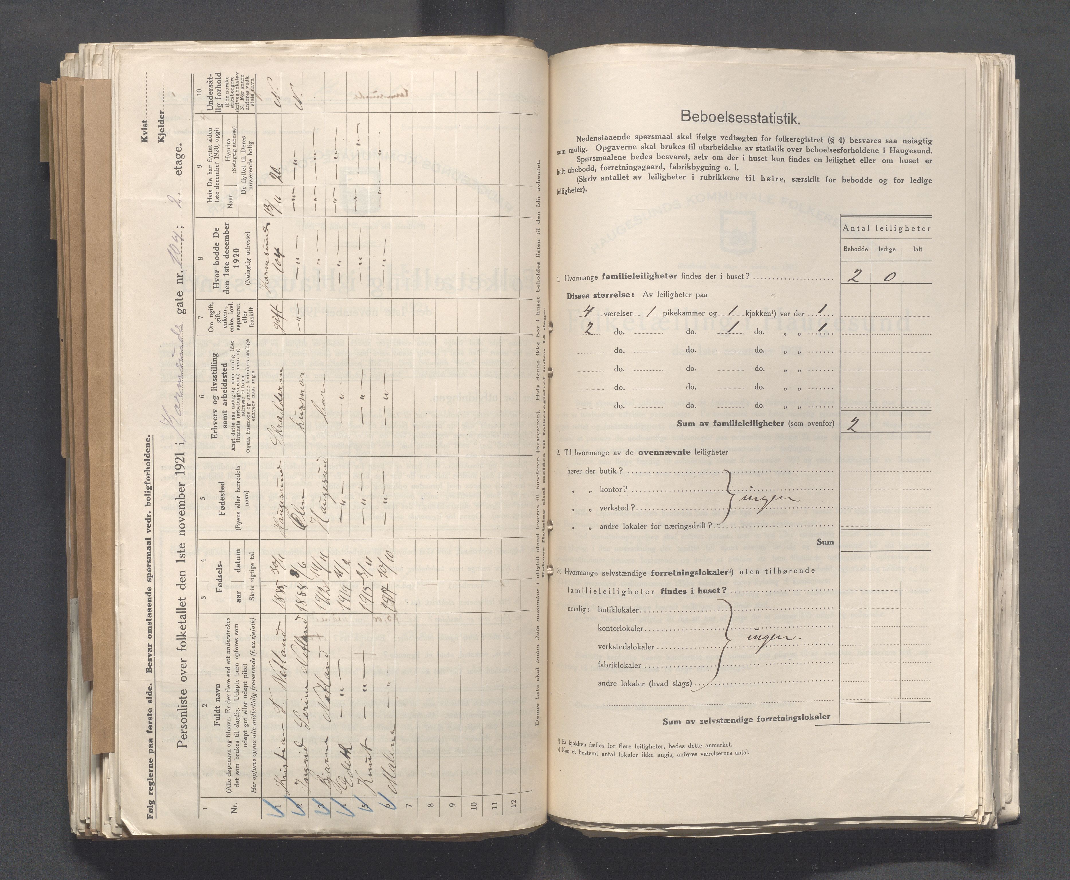IKAR, Local census 1.11.1921 for Haugesund, 1921, p. 2456