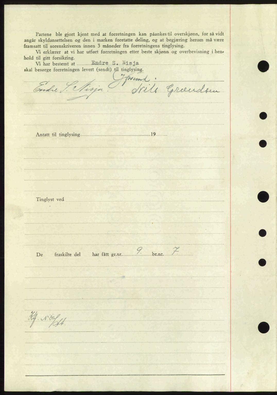 Nordmøre sorenskriveri, AV/SAT-A-4132/1/2/2Ca: Mortgage book no. A103, 1946-1947, Diary no: : 226/1947