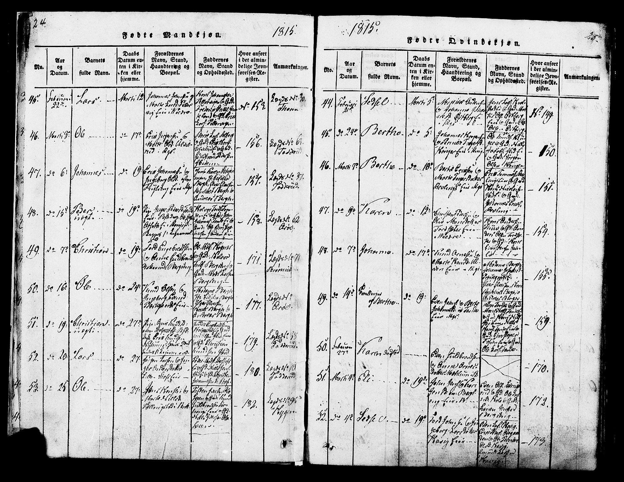 Ringsaker prestekontor, SAH/PREST-014/K/Ka/L0005: Parish register (official) no. 5, 1814-1826, p. 24-25